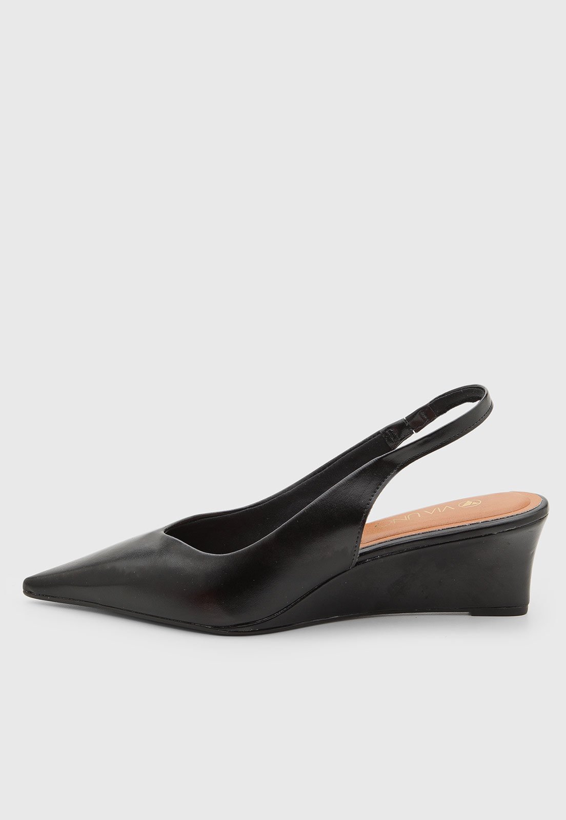 Scarpin Feminino VIA UNO Slingback Anabela Preto