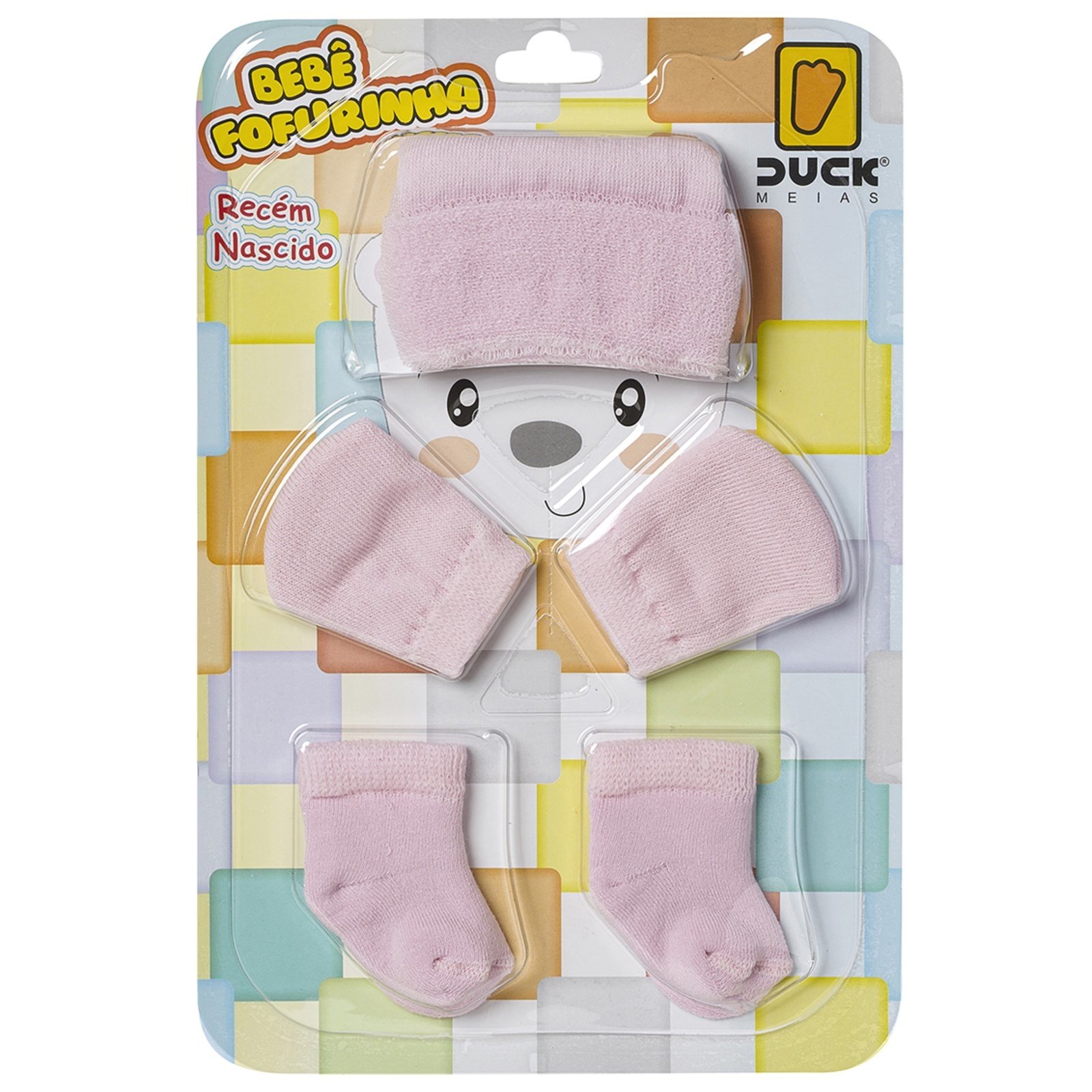 Infantil – Kit Saida De Maternidade Feminino Touca Luva Com Meia Rosa Claro