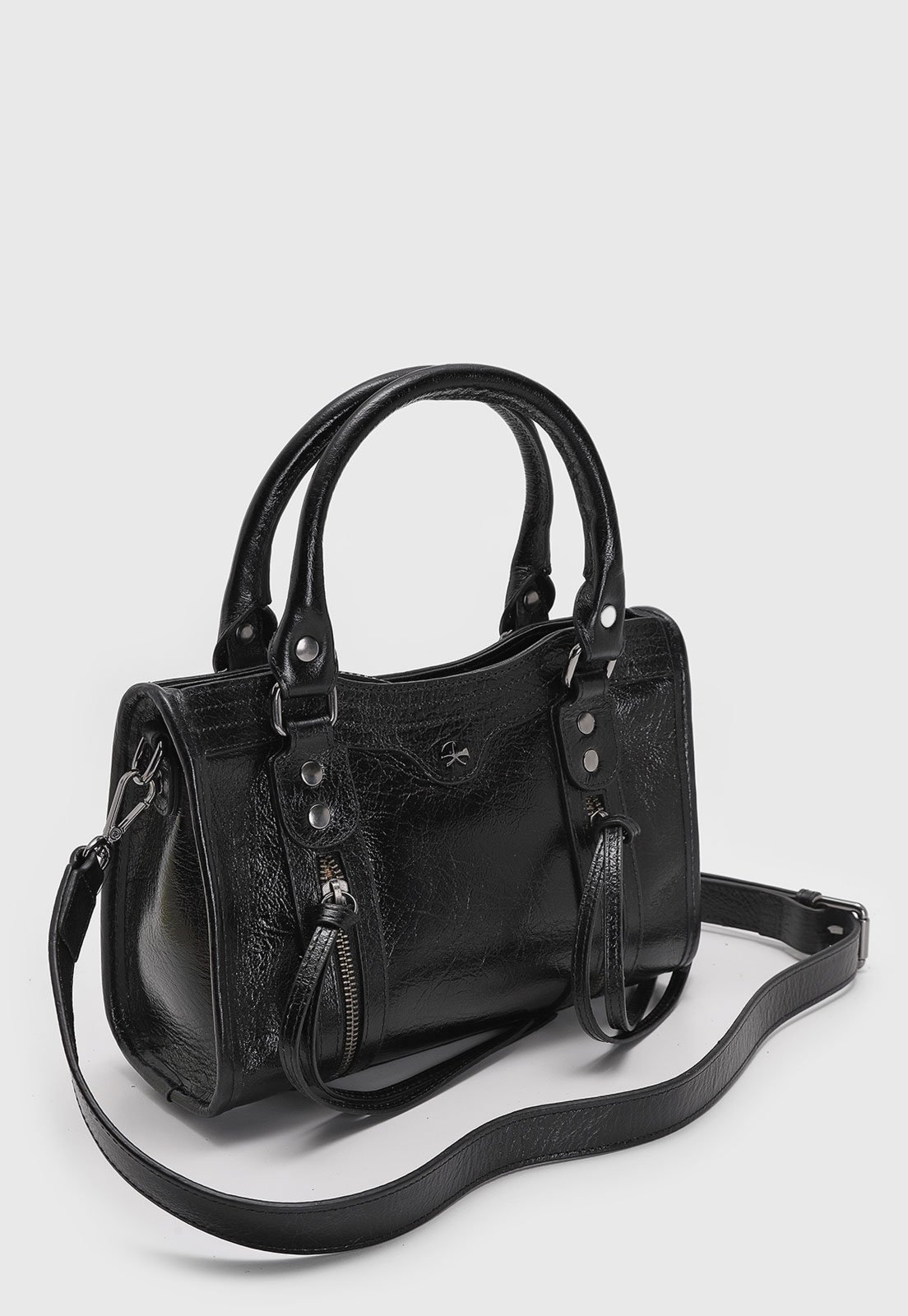 Vista 3 Bolsa Luiza Barcelos Tiracolo Preta preto preto