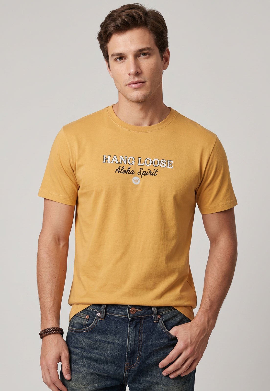 Camiseta Masculina Hang Loose Silk Alohaspirit Amarela