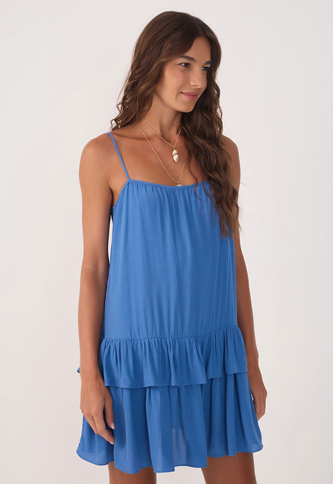 Vestido Dress To Curto Babado Azul