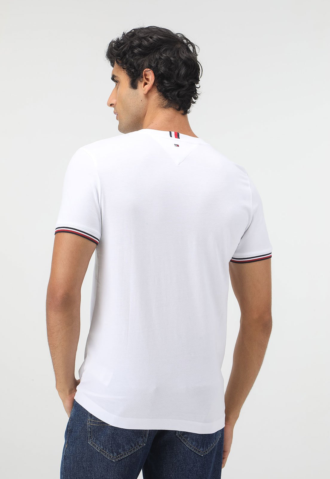 Vista 3 Camiseta Tommy Hilfiger Slim Frisos Branca branco Tommy Hilfiger branco