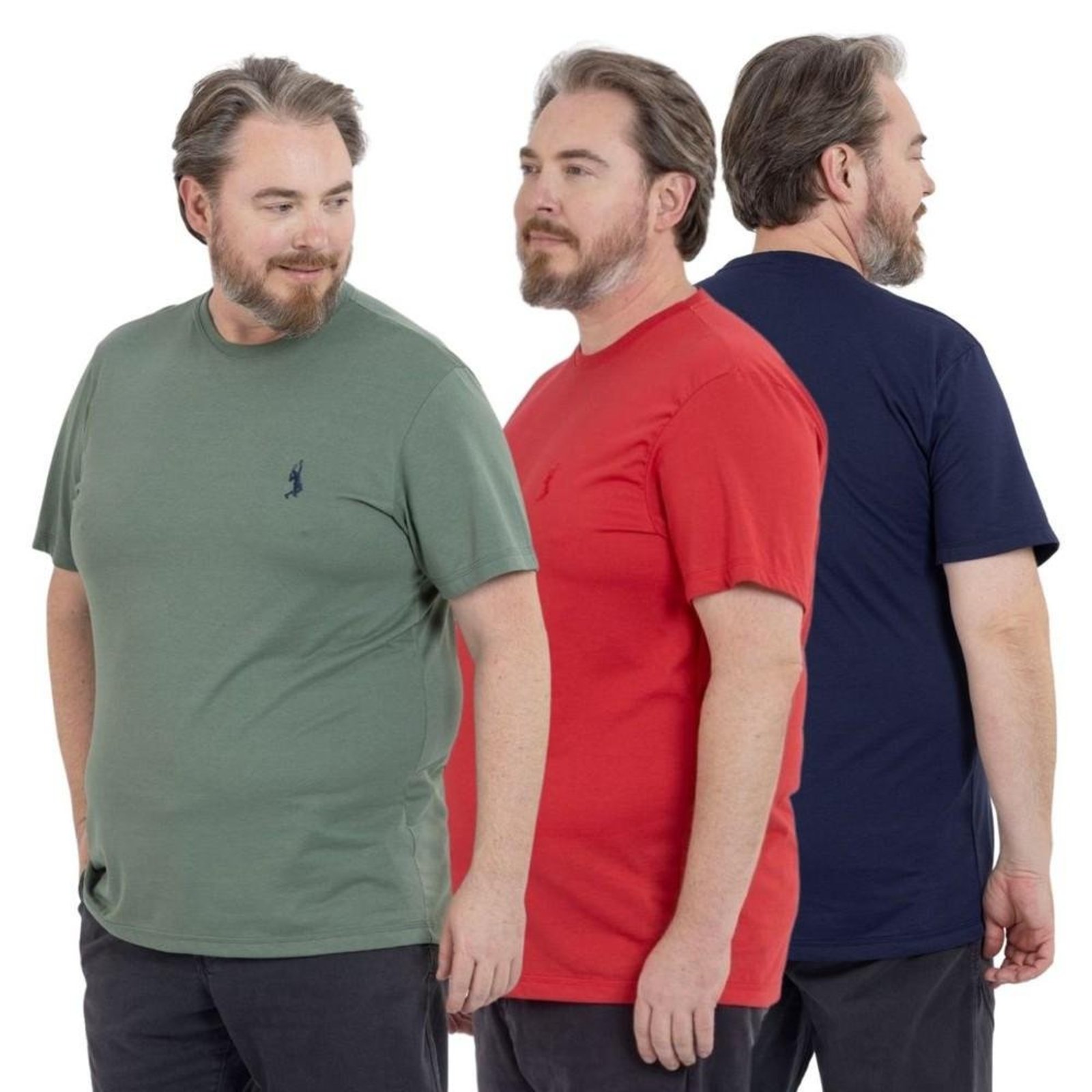 Kit 3 Camiseta Plus Size Básica Casual Masculina Confortável em Malha Leve