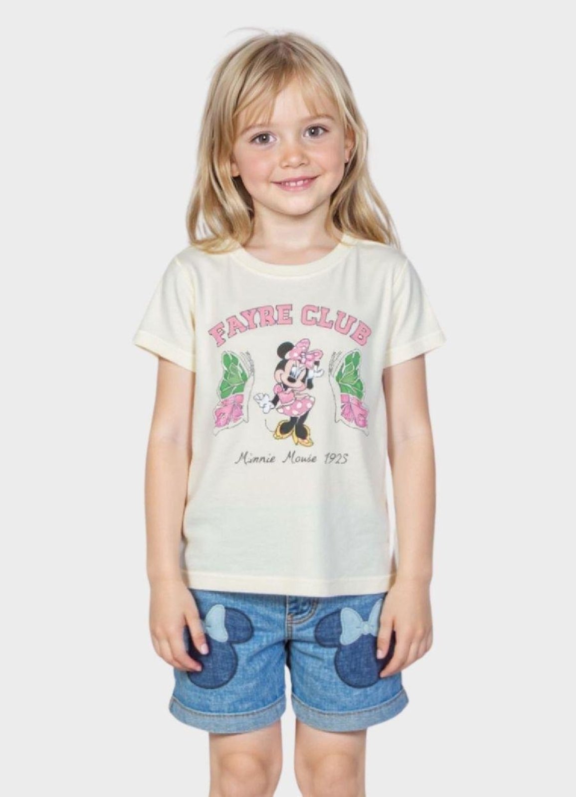 Infantil - Blusa Jardim Minnie Mouse Fayre Club Manga Curta Branco