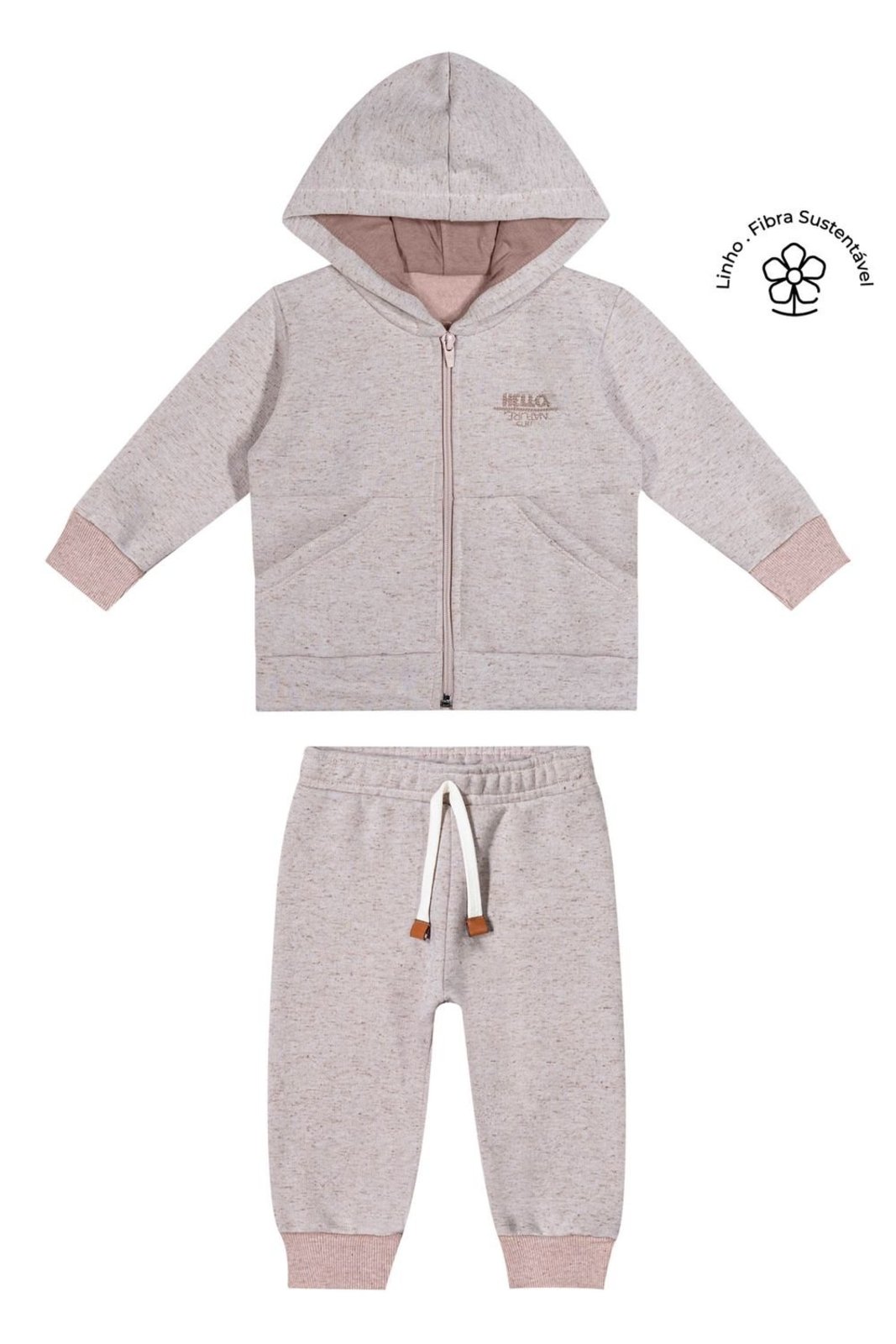 Infantil - Conjunto Menino Texturizado Capuz Colorittá Marrom