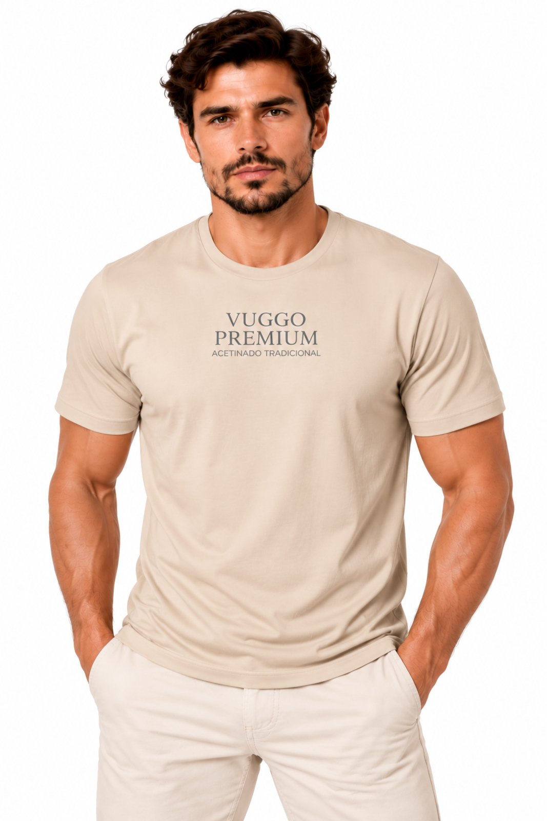 Camiseta Básica Premium D Bell Outlet Fashion Bege