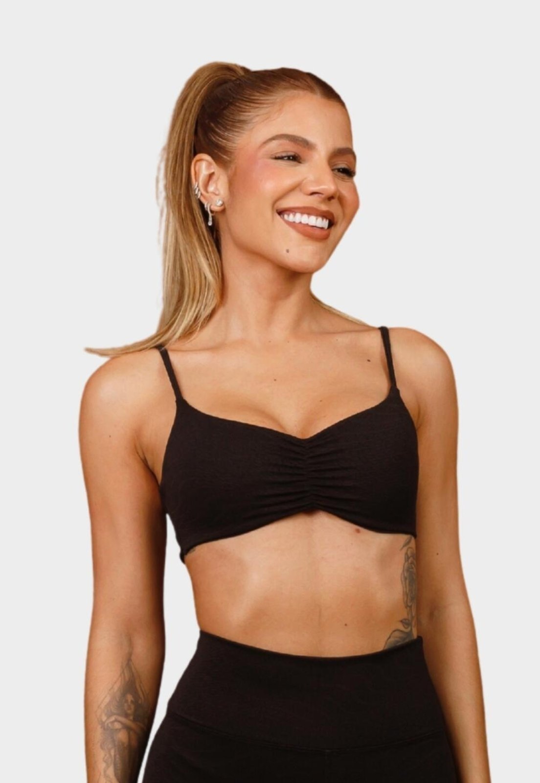 Top Franzido Com Alças Reguláveis Preto Jacquard Wemood Tp017-014 Preto