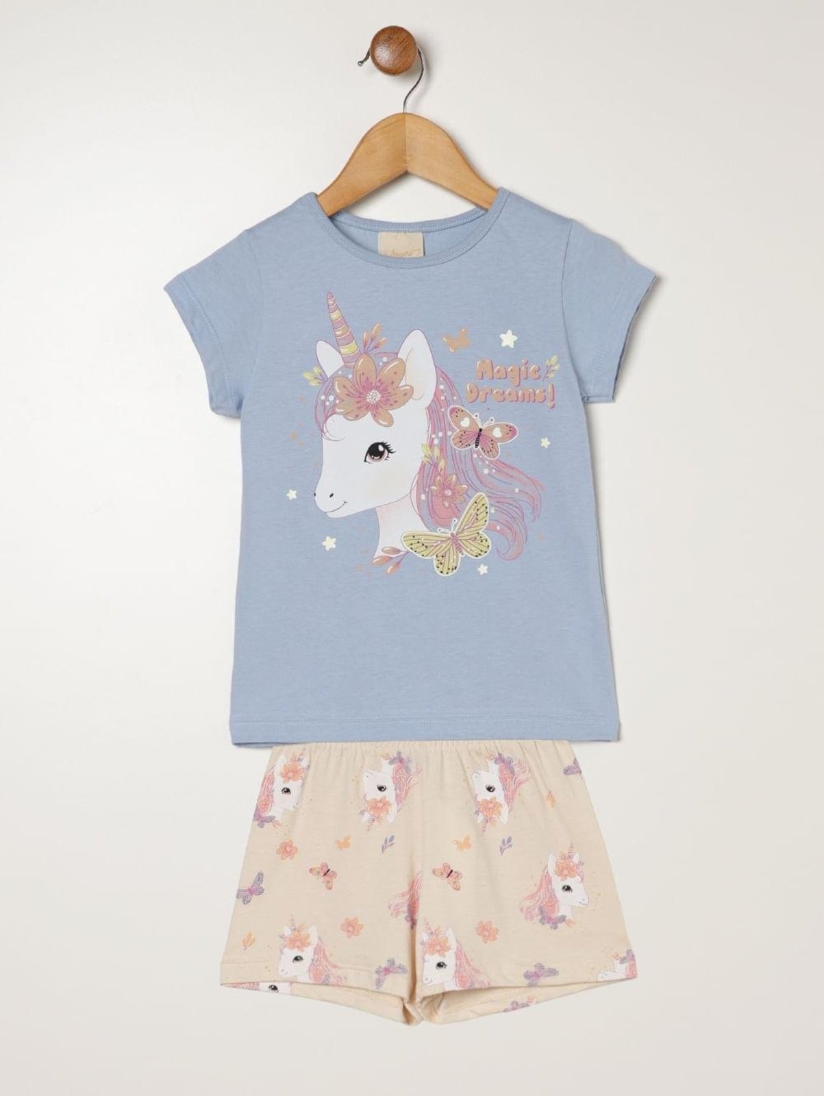 Pijama Curto Para Menina - AZUL