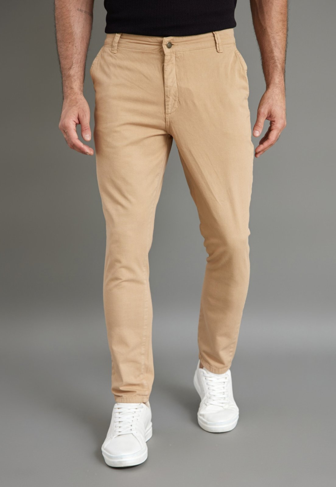Calça Sport Fino Masculina Color Com Linho Dialogo Bege