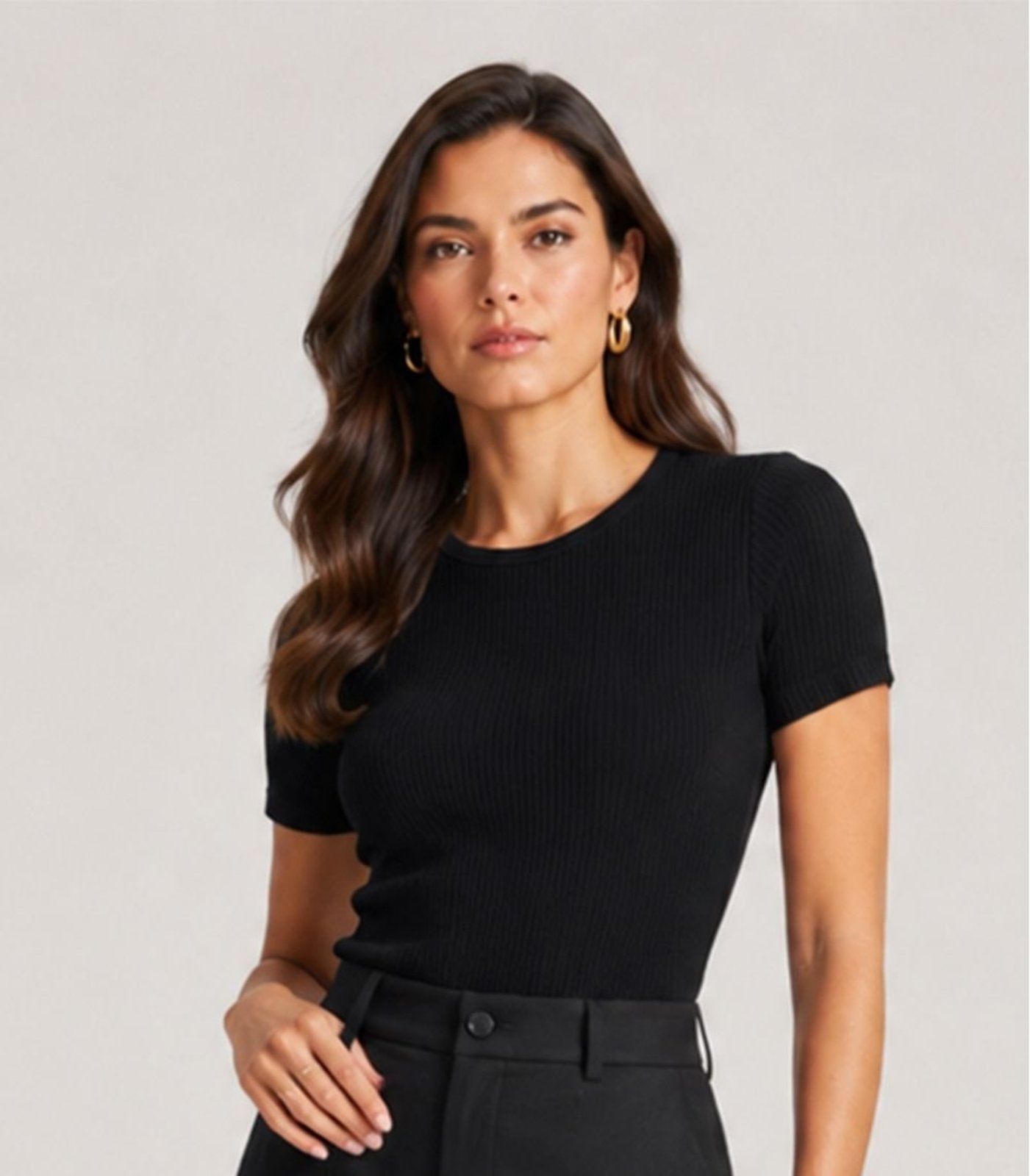 Blusa Feminina Manga Curta Canelada KO Preto