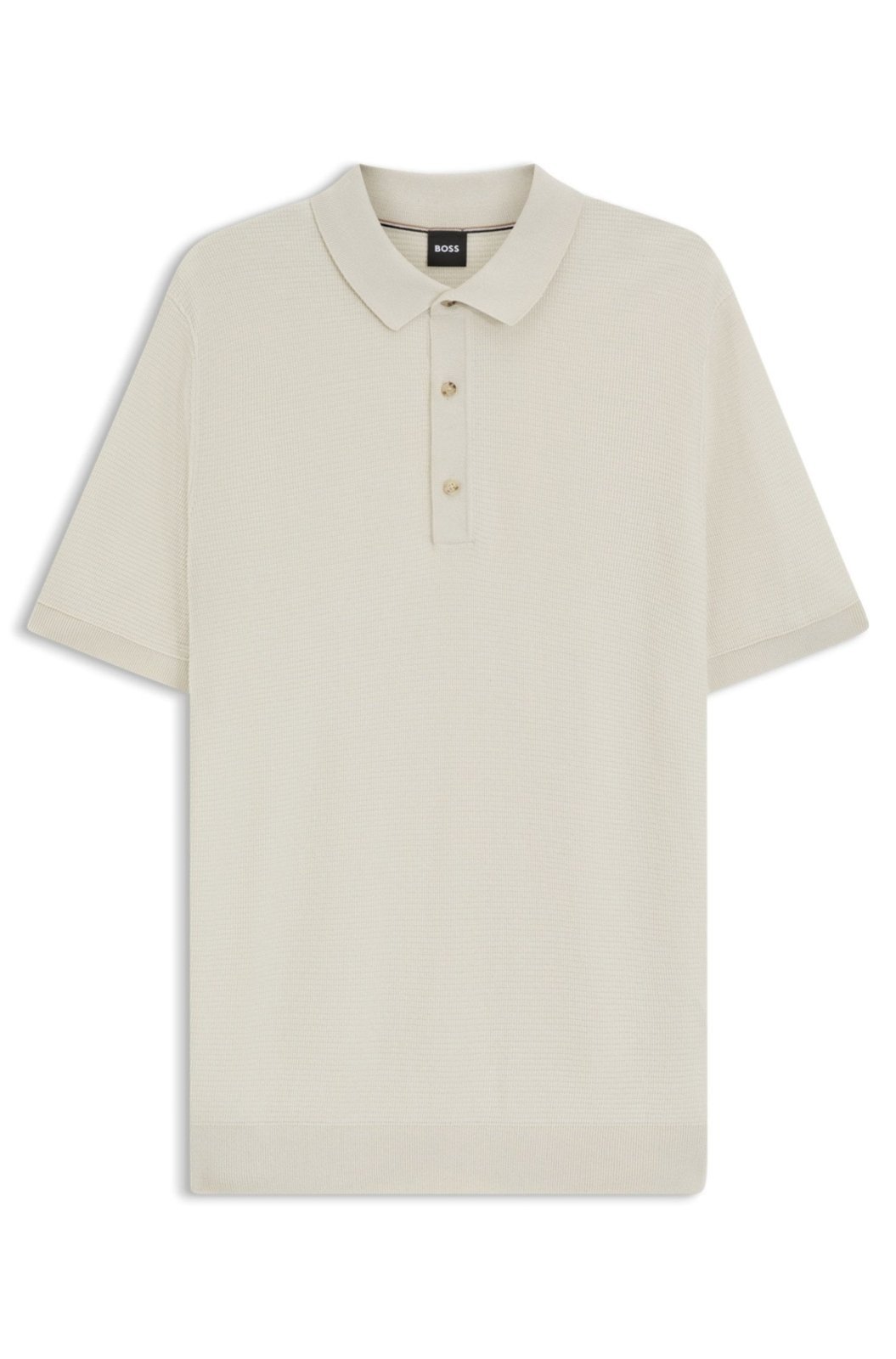 Vista 2 Polo Em Malha De Ajuste Regular Misturado Com Algodão Boss branco Boss branco