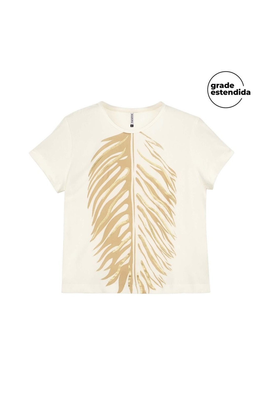 Blusa Feminina Folhagem Com Brilho Marialícia Bege