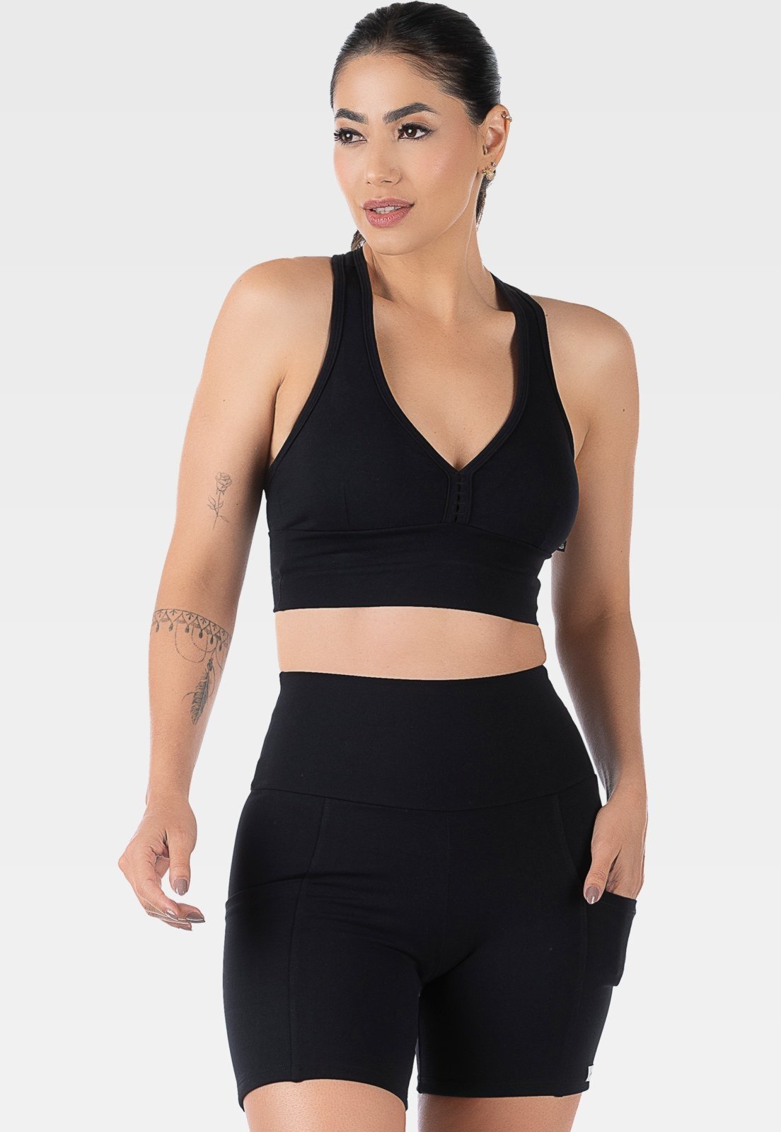Conjunto Fitness Suplex Top e Short Summer Soul Preto