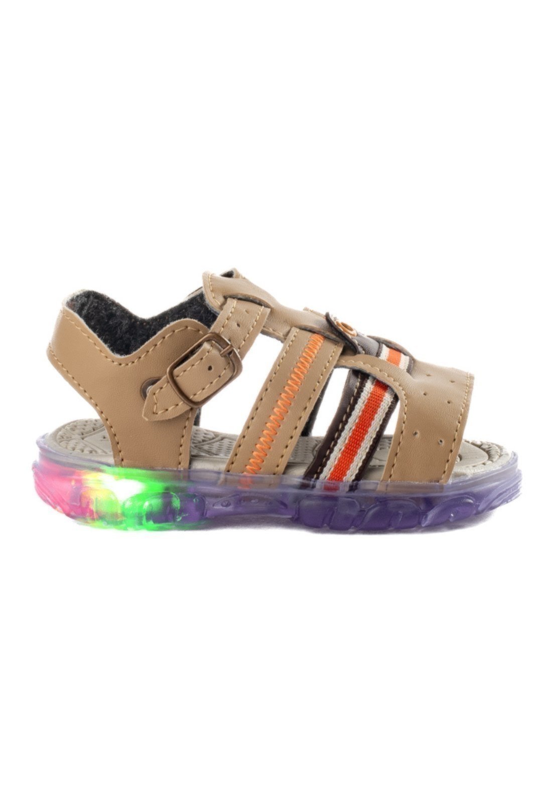 Vista 2 Infantil - Sandália Papete Masculina Funfy Menino LED 087A bege Funfy bege