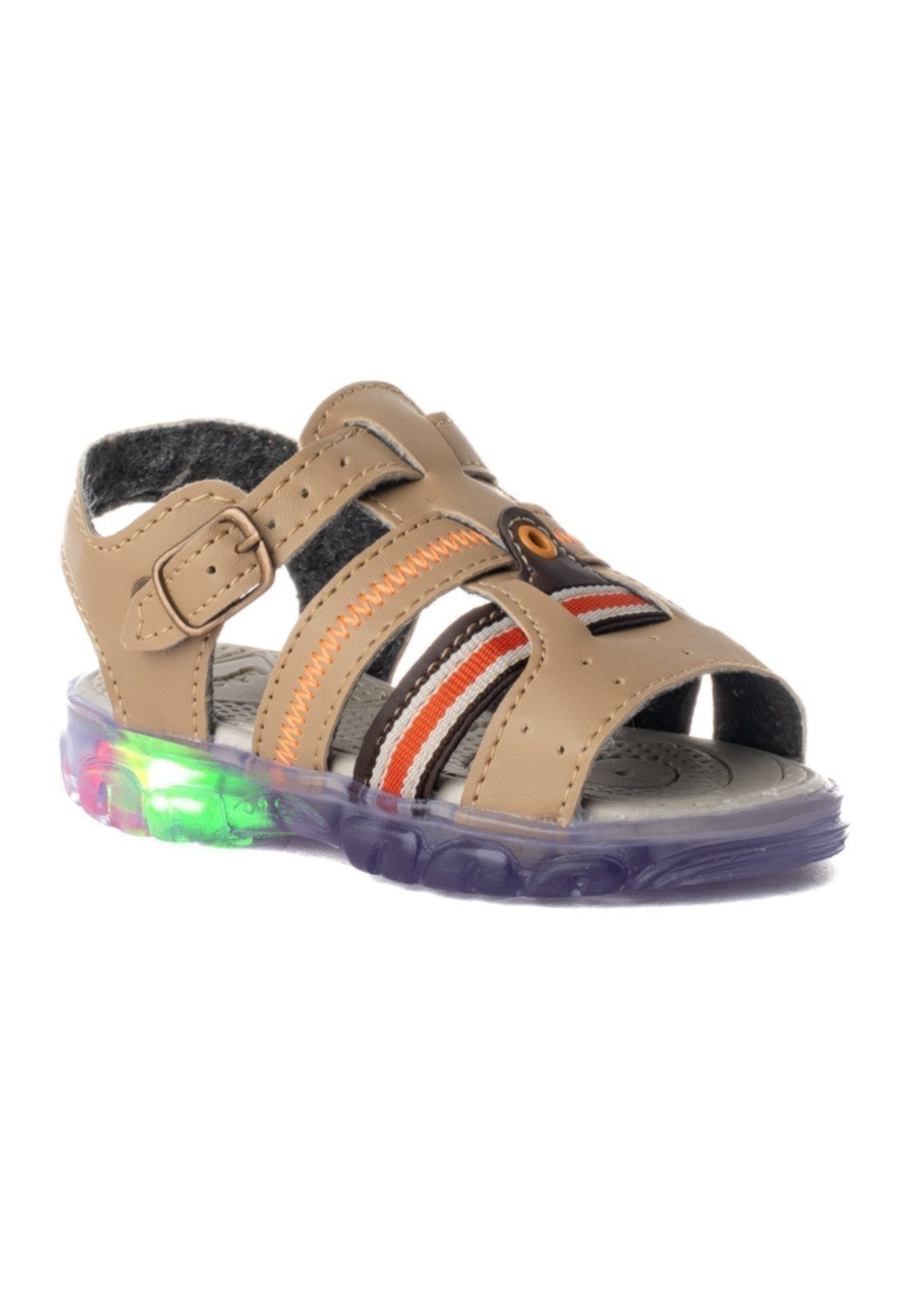 Vista 3 Infantil - Sandália Papete Masculina Funfy Menino LED 087A bege Funfy bege