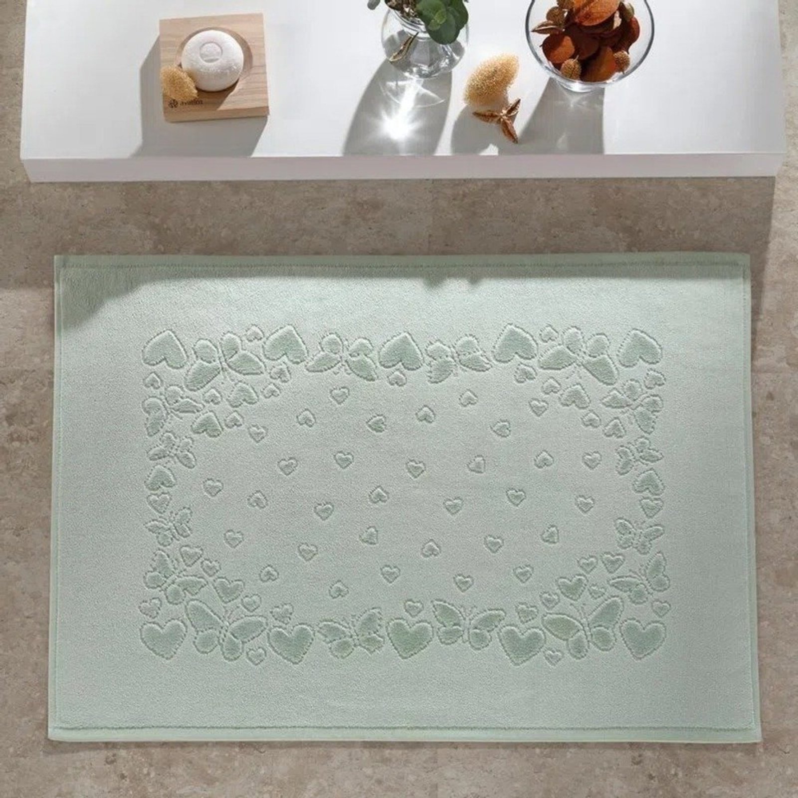 Tapete Toalha Piso Pés Dohler Algodão Romance Verde