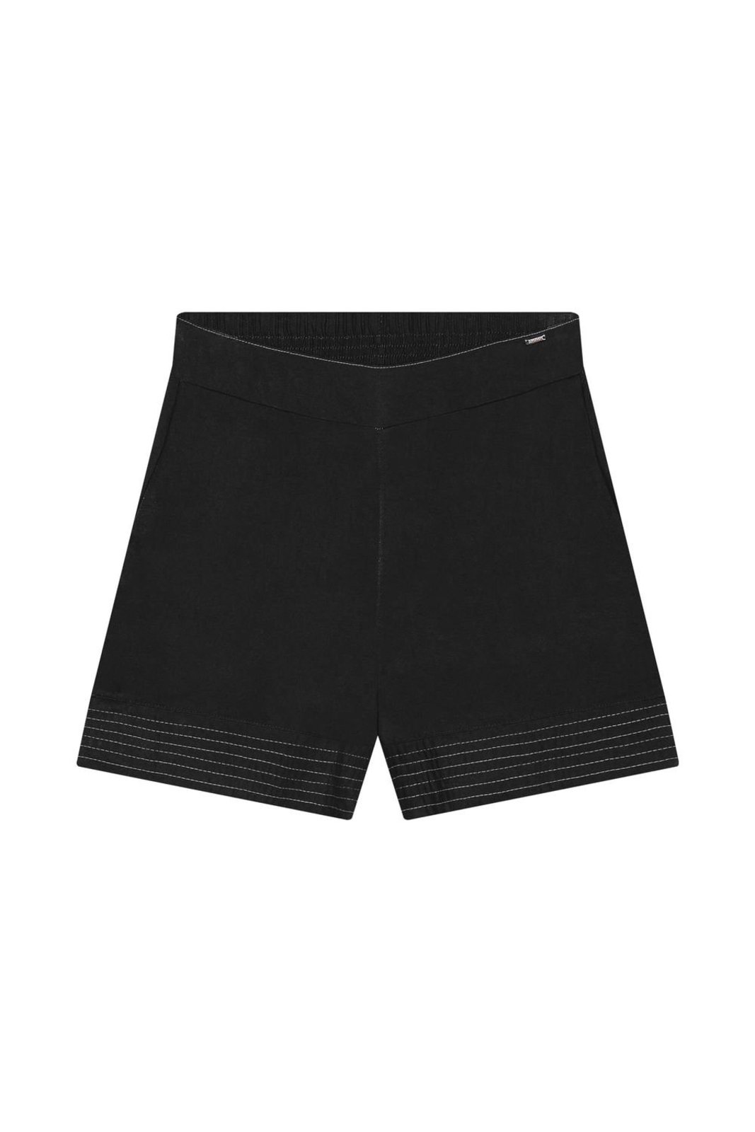 Short Feminino Costura Contraste Marialícia Preto