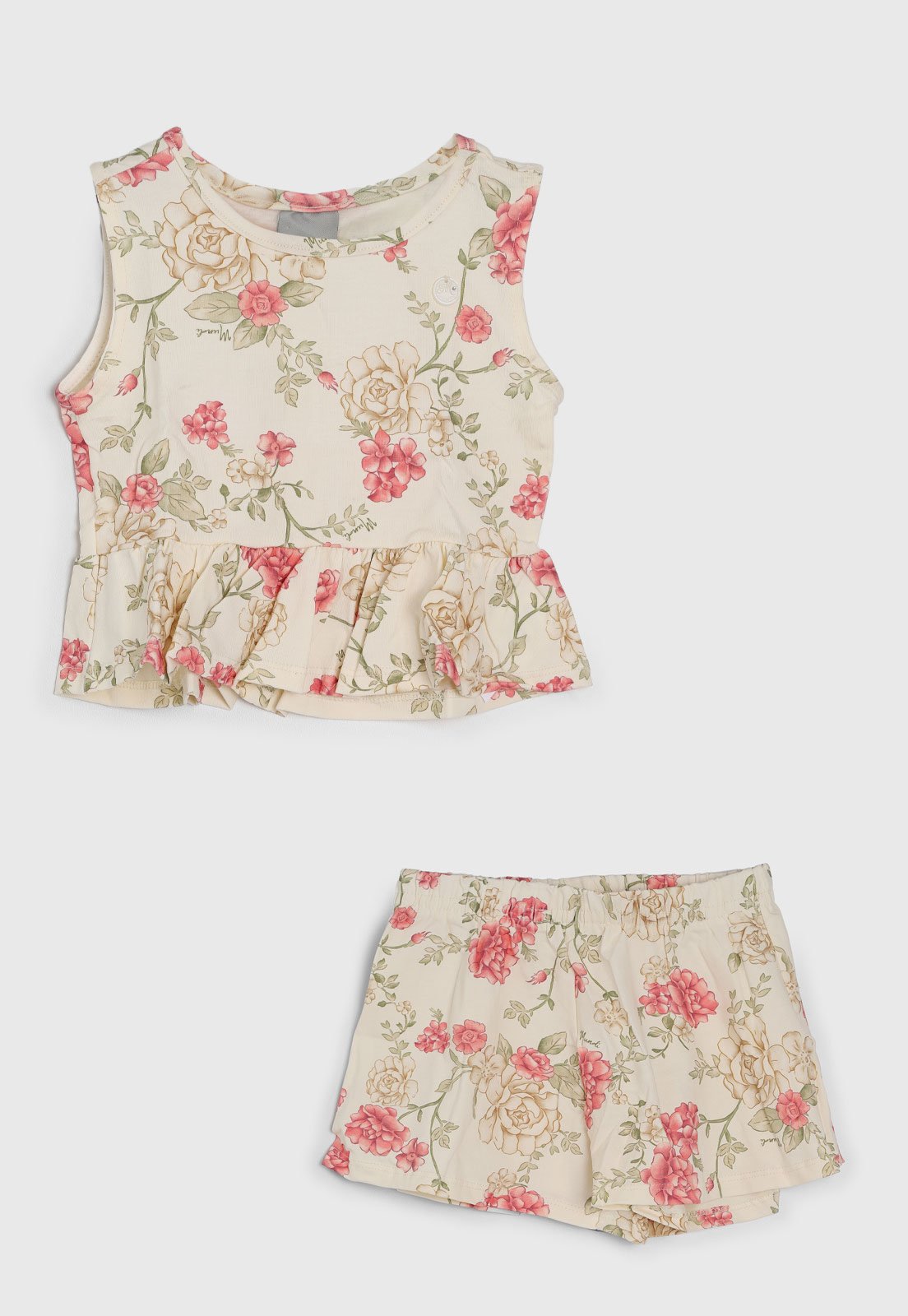 Infantil - Conjunto Brandili Mundi Estampa Floral Bege