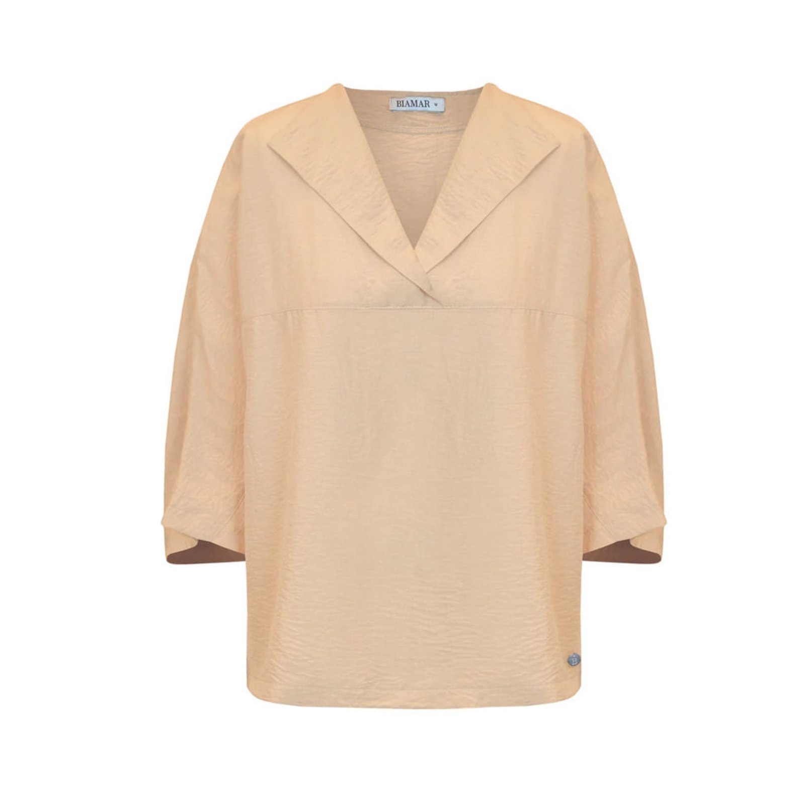 Blusa Feminina Biamar Gola V Lapela Bege