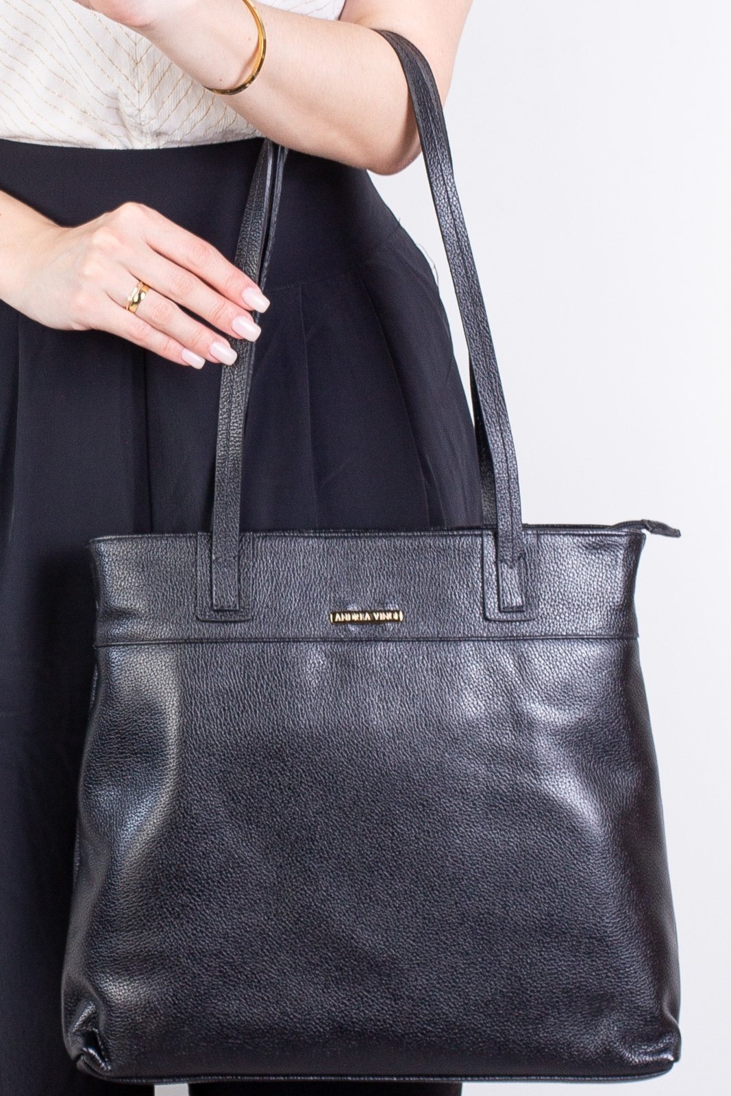 Bolsa Andrea Vinci De Couro Liso Abigail – Preto