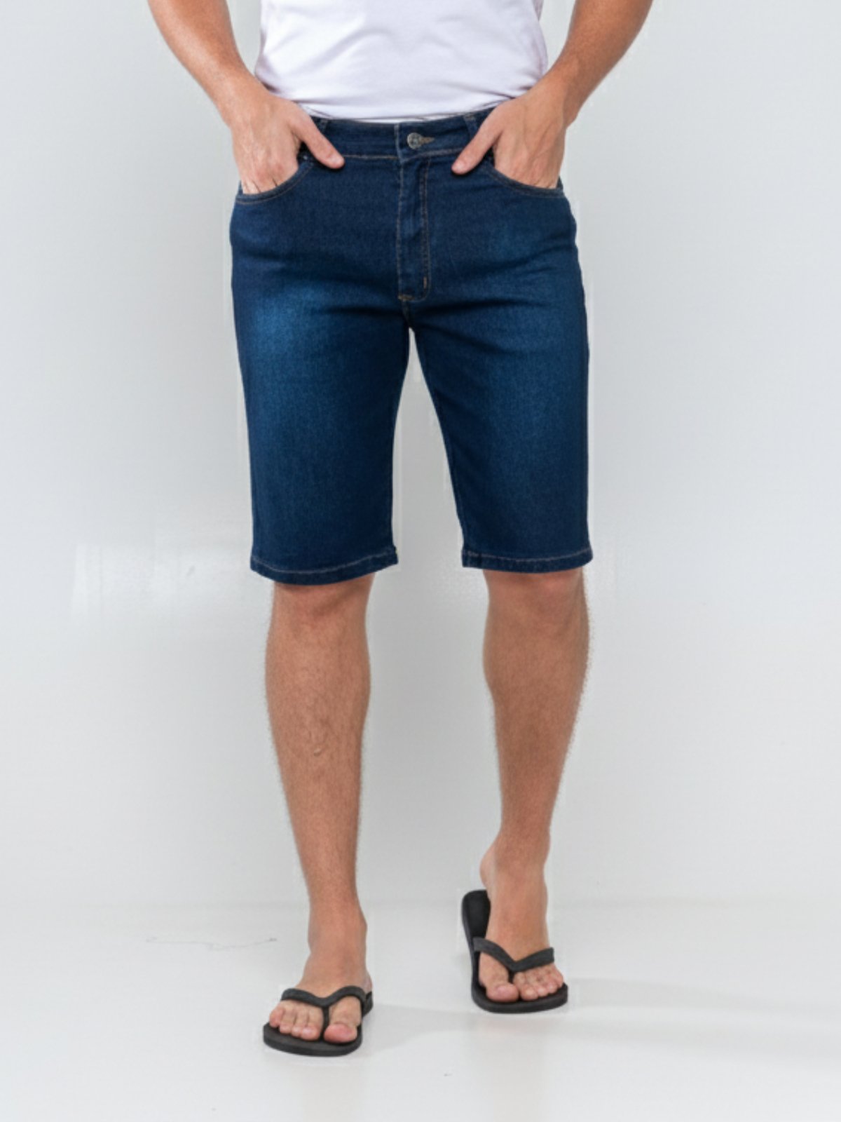 Bermuda Jeans Masculina Kovali Escura Confortável para o Dia a Dia
