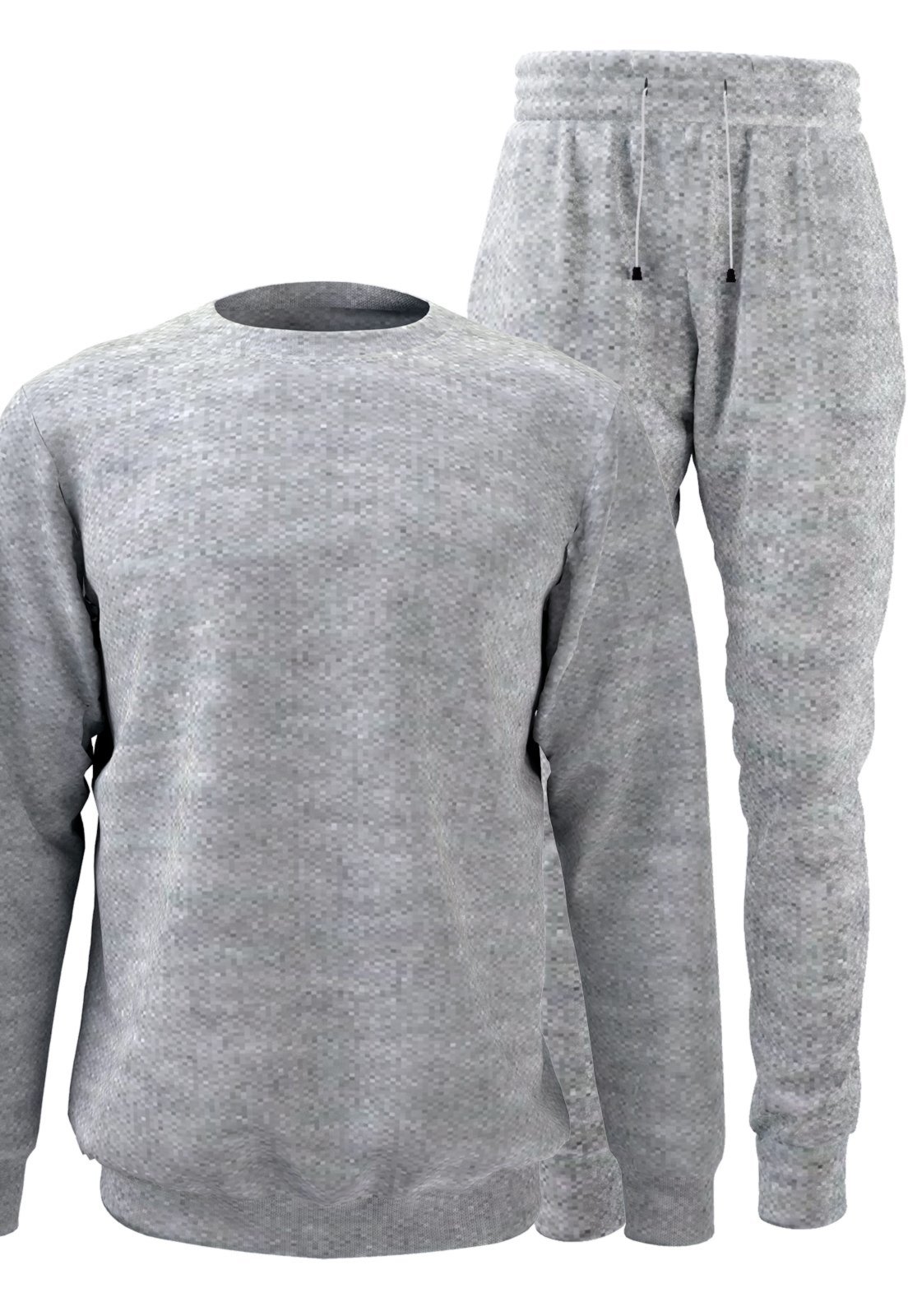 Conjunto Moletom Blusa Careca E Calça Jogger Confortável Em Algodão Felpado Cinza