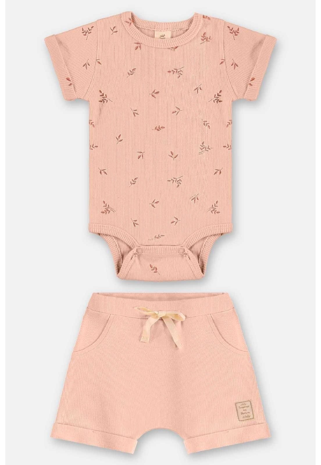 Vista 2 Infantil - Conjunto Body e Short Unissex Up Baby bege Up Baby bege