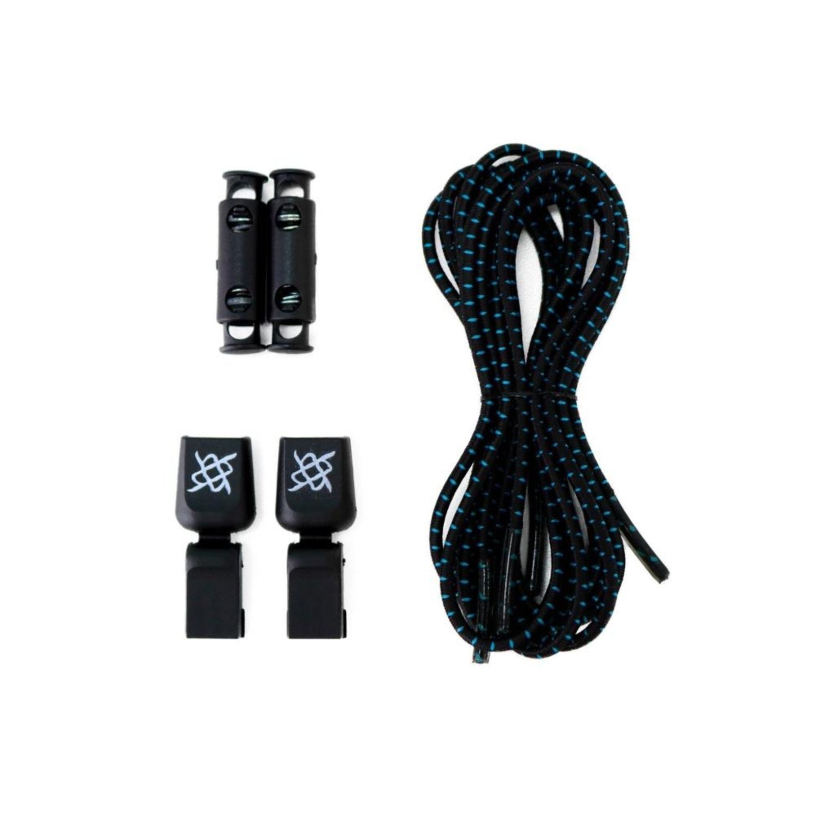 Cadarço Elástico HUPI LACES Preto Risca Azul Preto