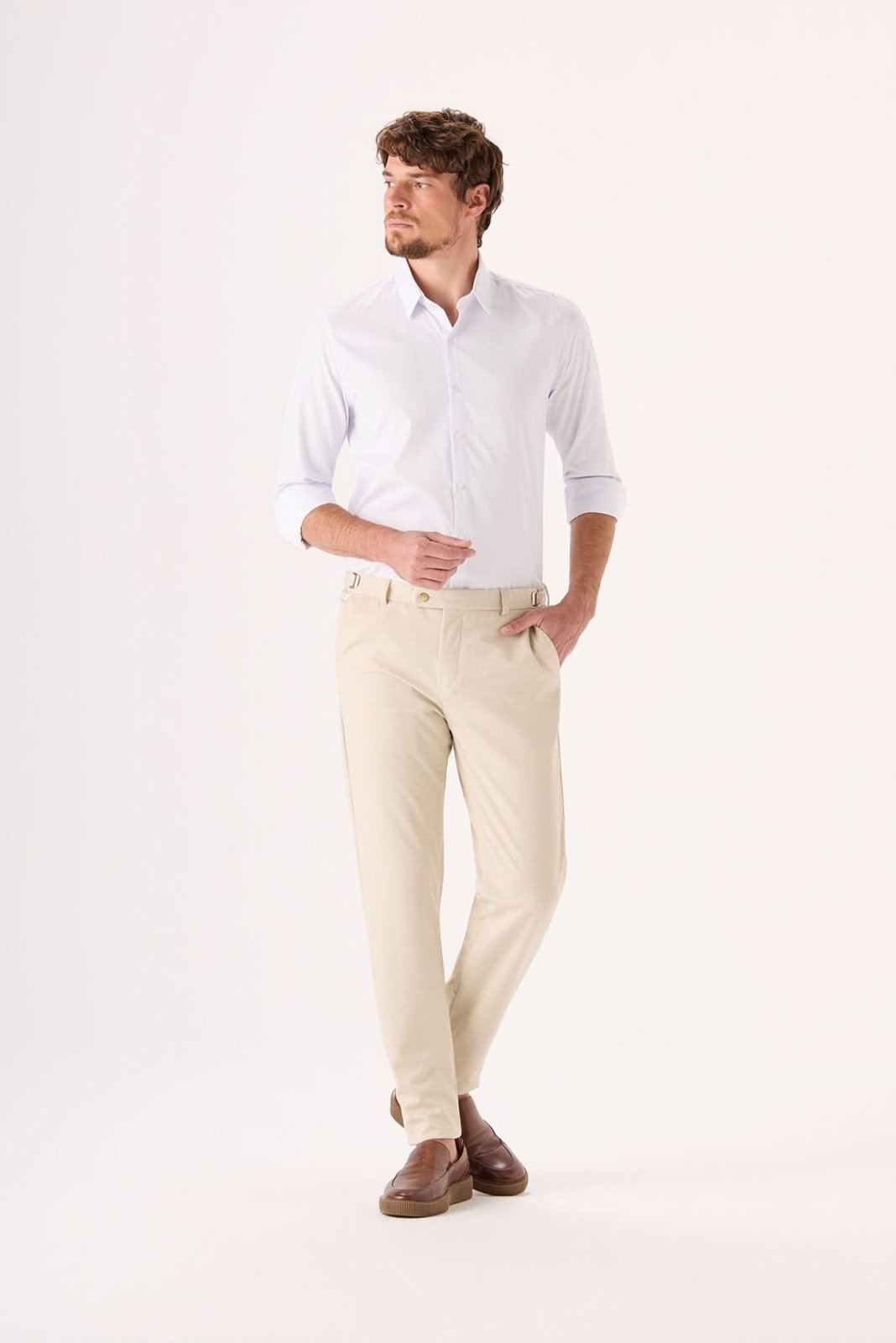 Calca Makenji Social De Malha Com Ajuste Masculina Areia