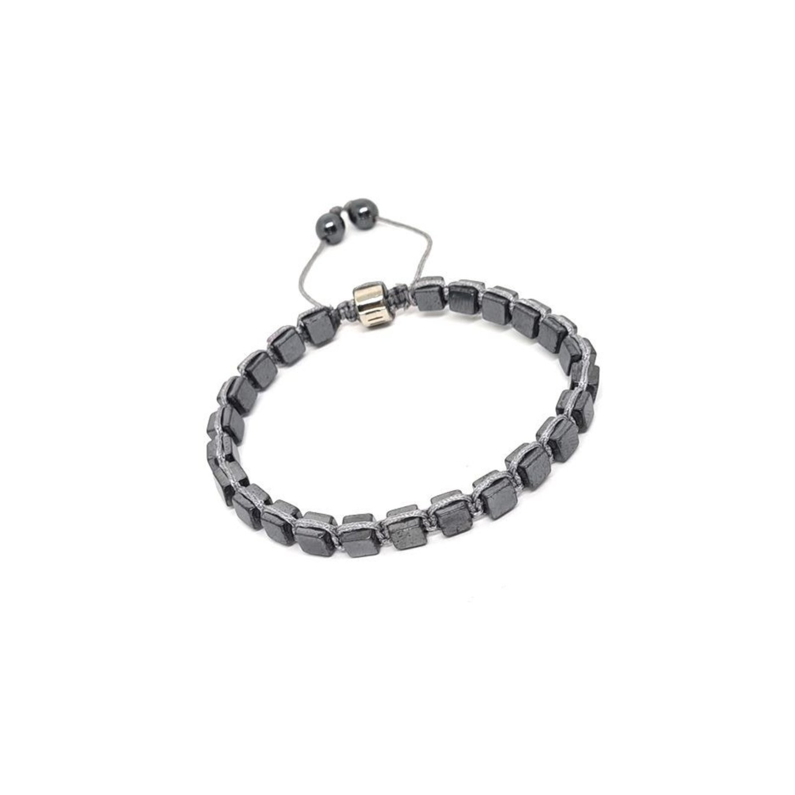 Pulseira Emporiotop Macramê Quadratic Cinza