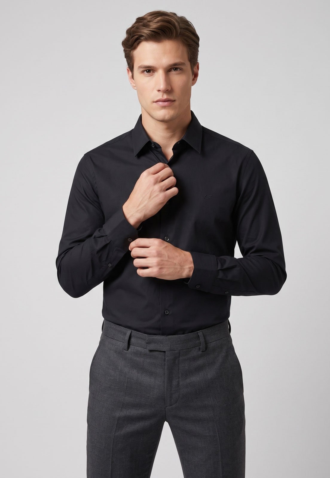 Camisa Masculina Ellus Slim Tricoline Preta