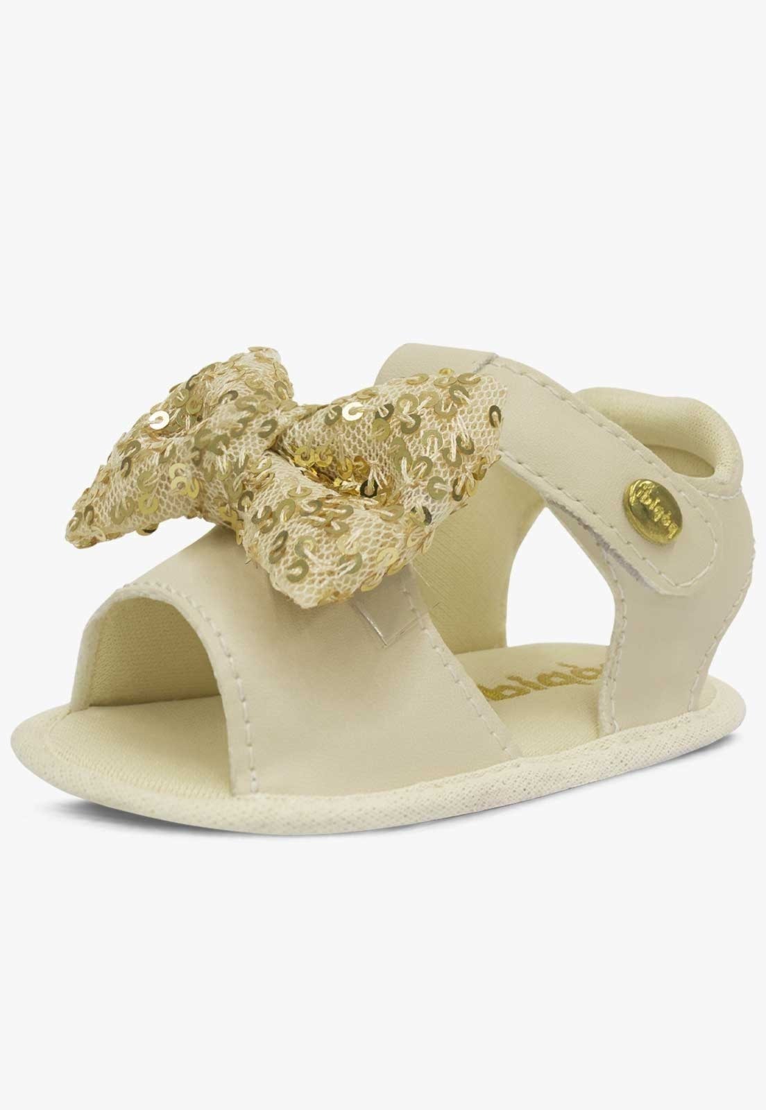 Infantil – Sandália Pópidi Menina Laço Tule Princesa Off White