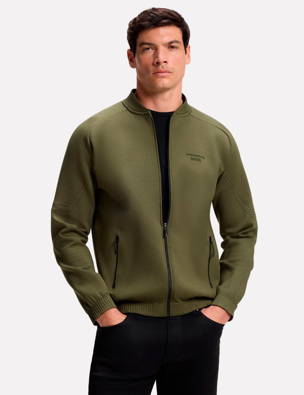 Jaqueta Hugo Boss x Porsche Masculina Moletom Regular SW Spirit 70 BO Verde Musgo
