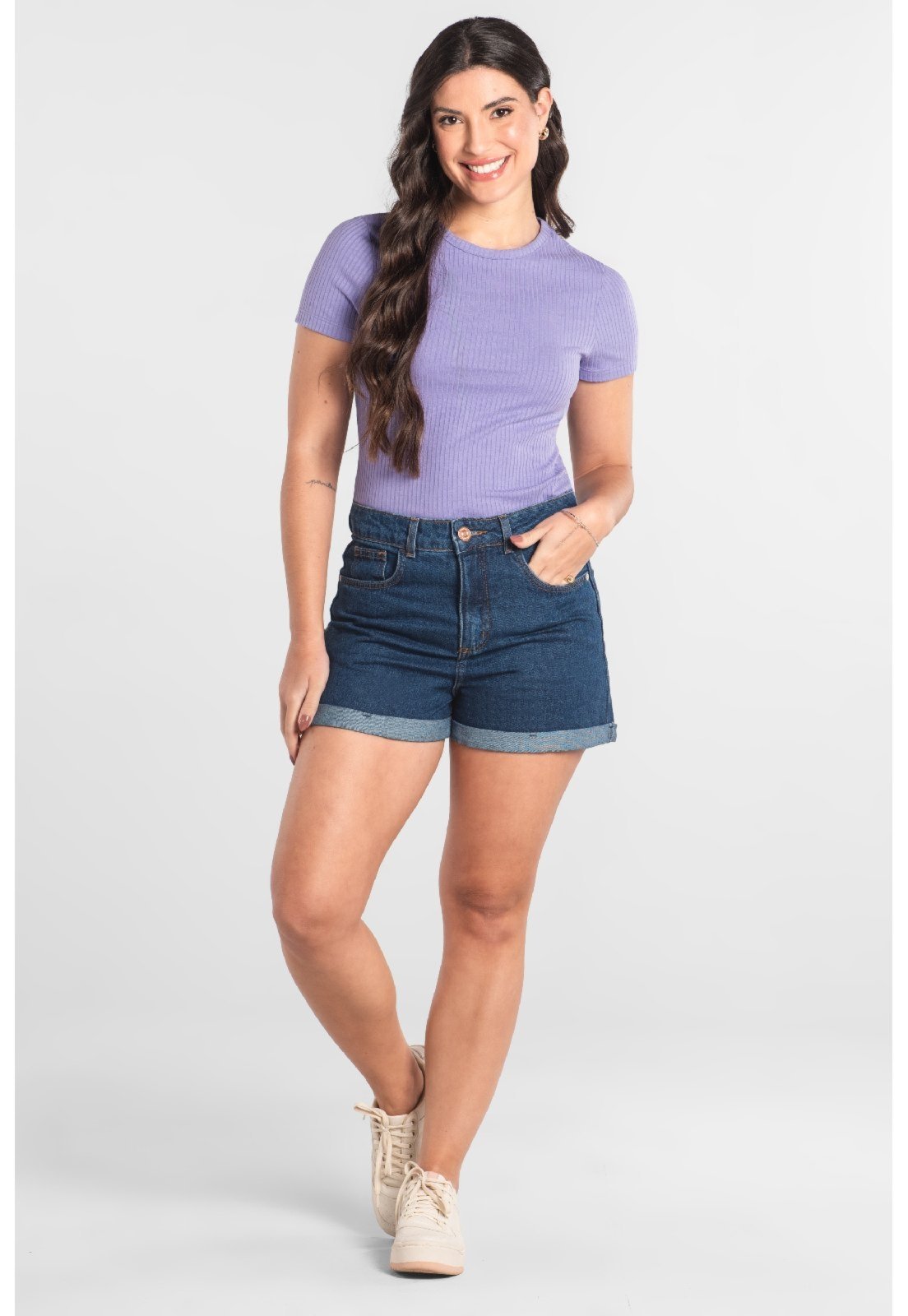 Blusa em Ribana Canelada Just Basic Roxo