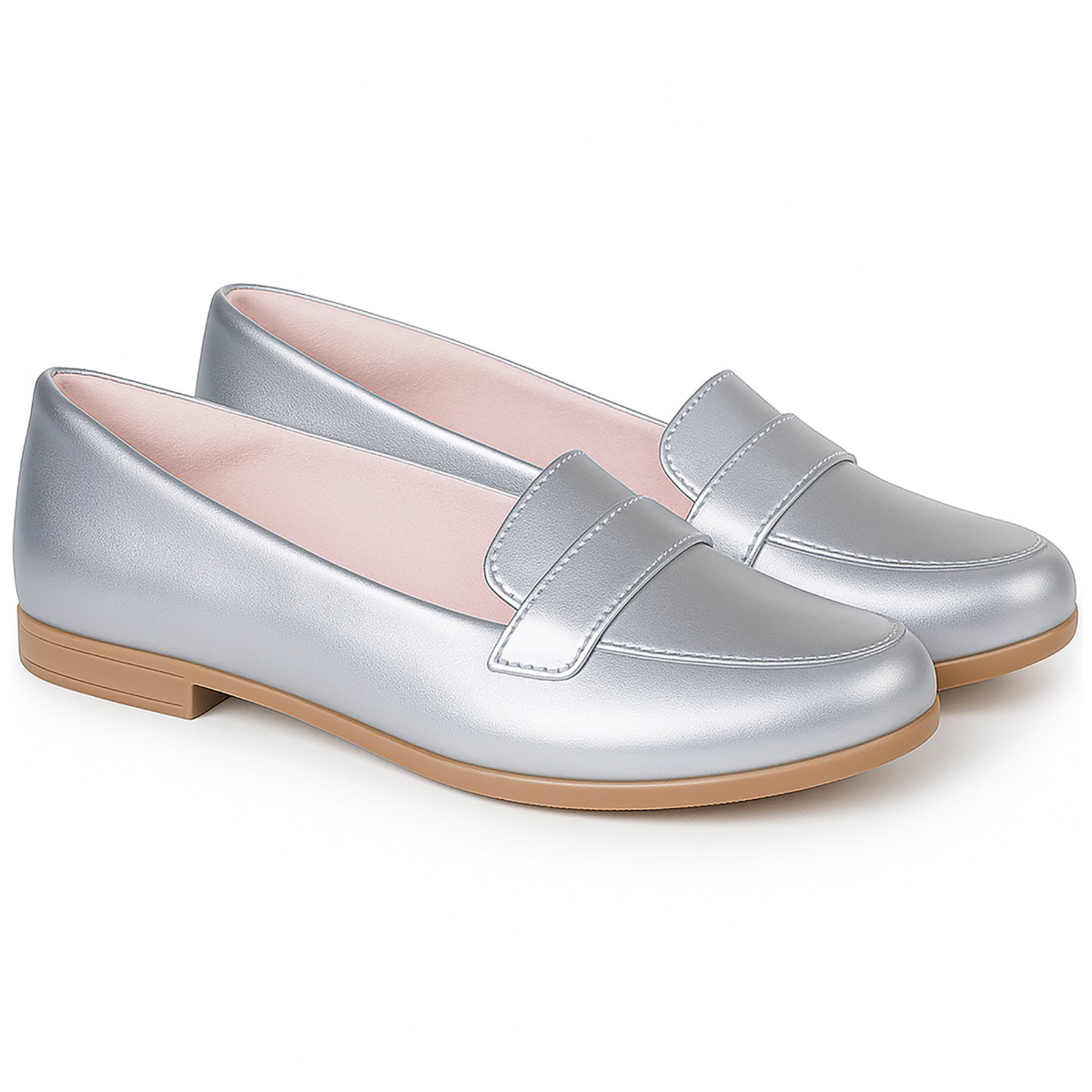 Infantil – Sapato Mocassim Prata Feminino Juvenil Menina Pepite