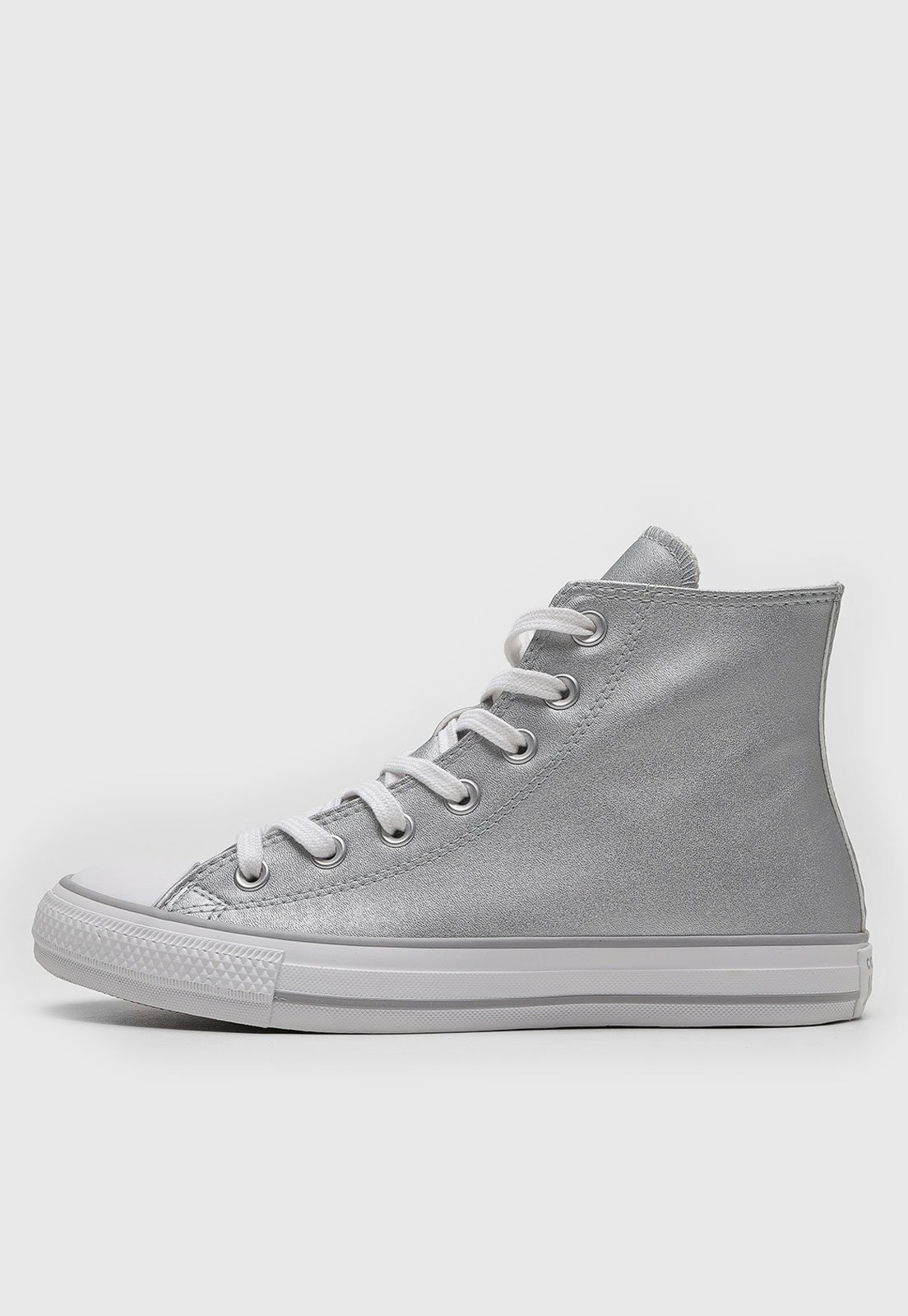 Tênis Feminino Converse Chuck Taylor All Star Cano Alto Prata Metalizado