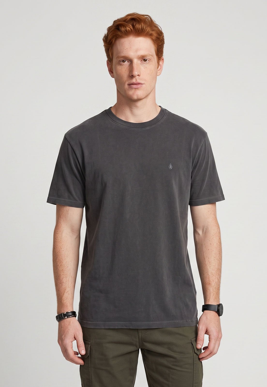 Camiseta Masculina Volcom Single Stone Cinza