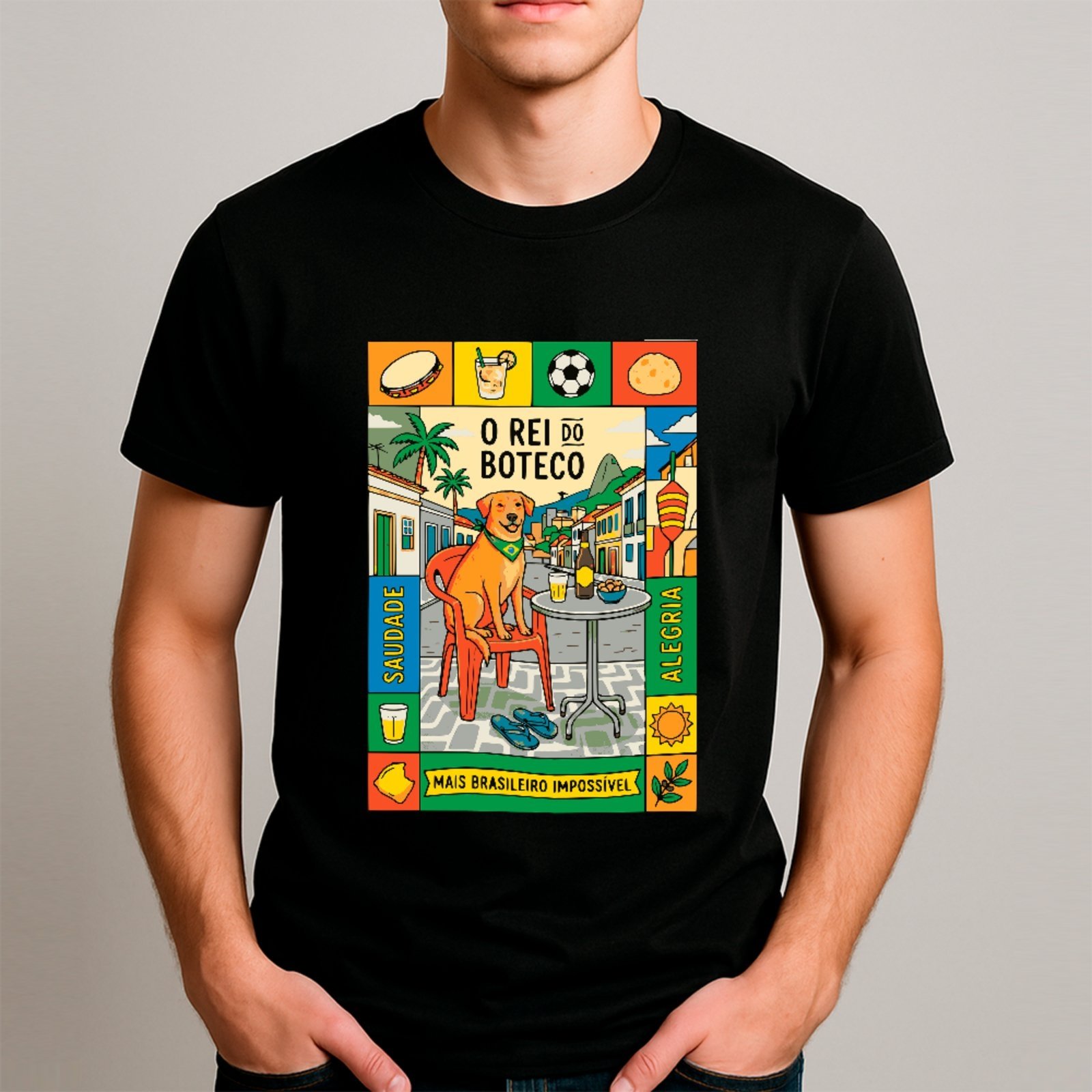 Camiseta Ousy Básica O Rei Do Boteco Caramelo Resenha Verão Unissex Preto
