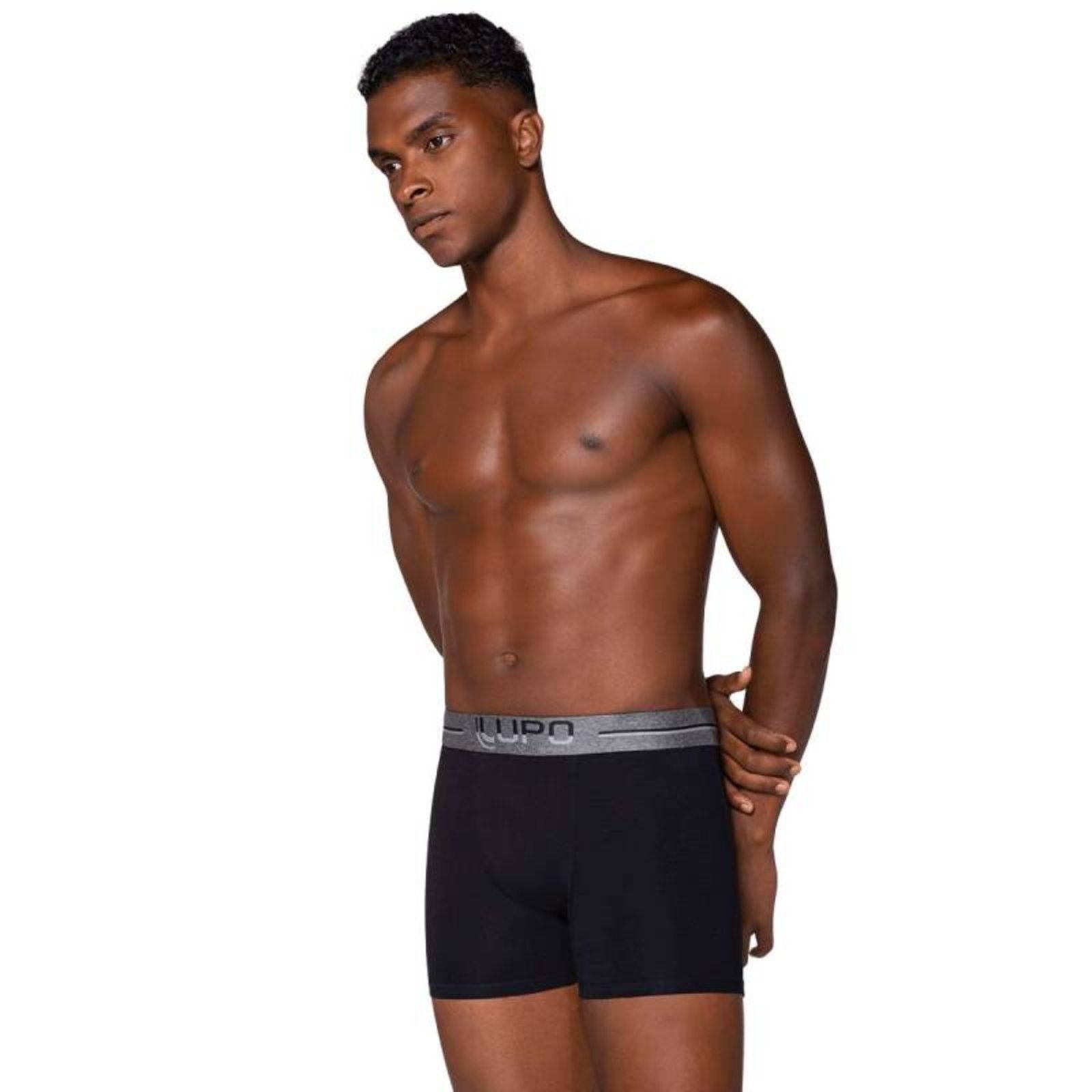Vista 3 Cueca Lupo Boxer Algodão Cós Double Colors - Masculino azul Lupo azul