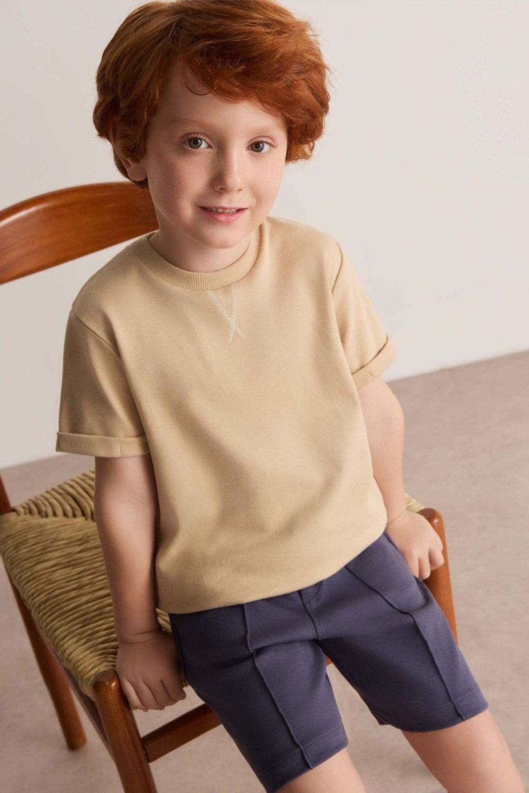 Infantil - Conjunto Menino Gola Bordada Colorittá Bege