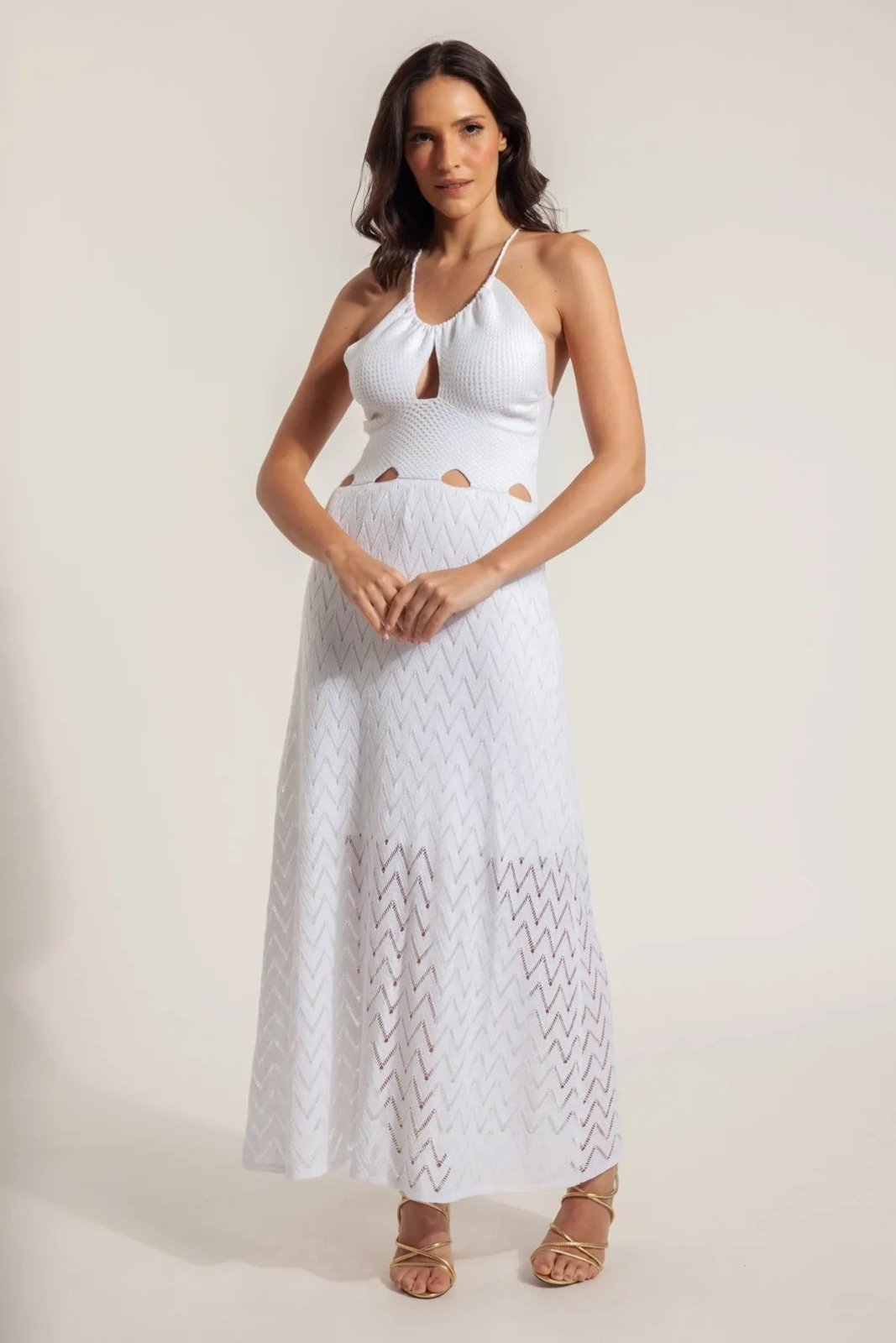 Vestido Tricot Patricia Com Alças Finas Offwhite