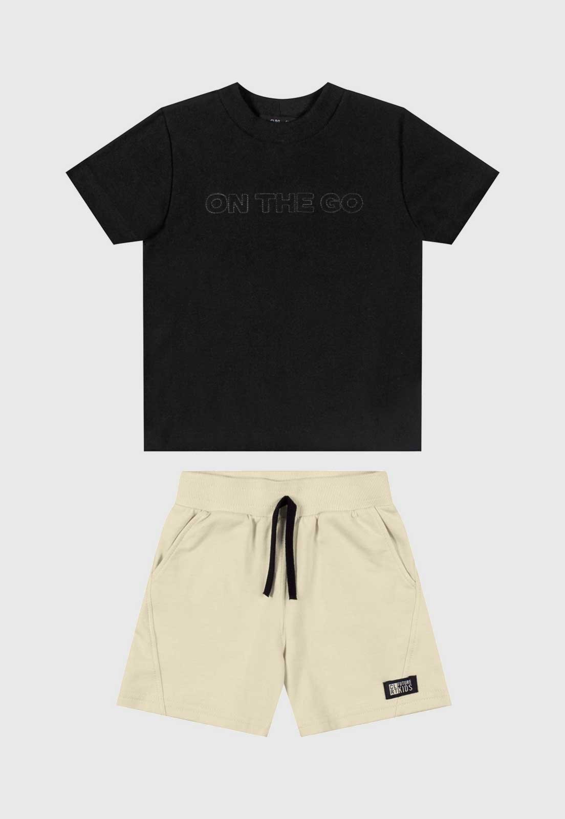 Infantil - Conjunto Curto Colorittá Camiseta e Short Algodão Branco
