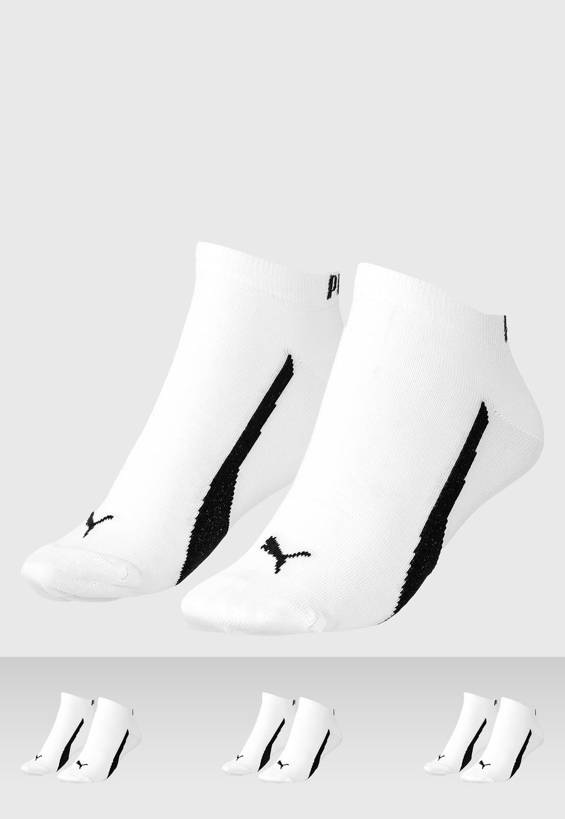 Vista 2 Kit 3pçs Meia Puma Soquete Logo Branca branco Puma branco