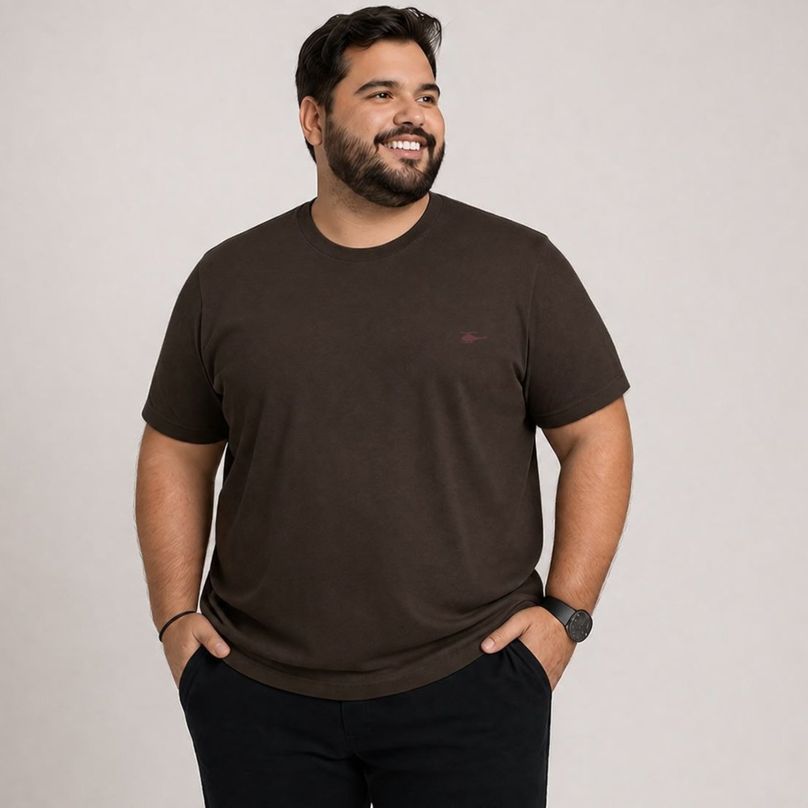 Camiseta Plus Size Masculina Sallo Gola O Básica Premium Expresso