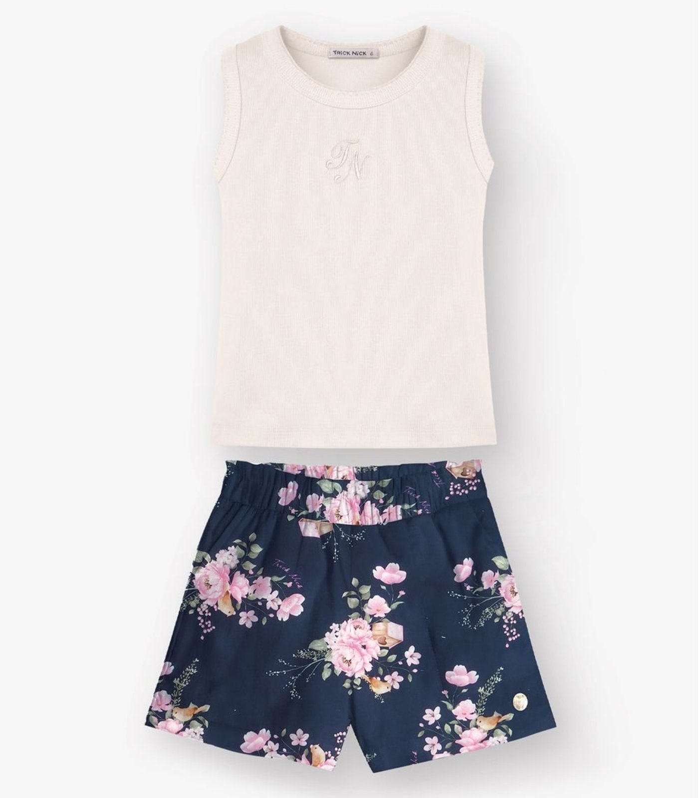 Infantil - Conjunto Regata com Shorts Menina Trick Nick Bege