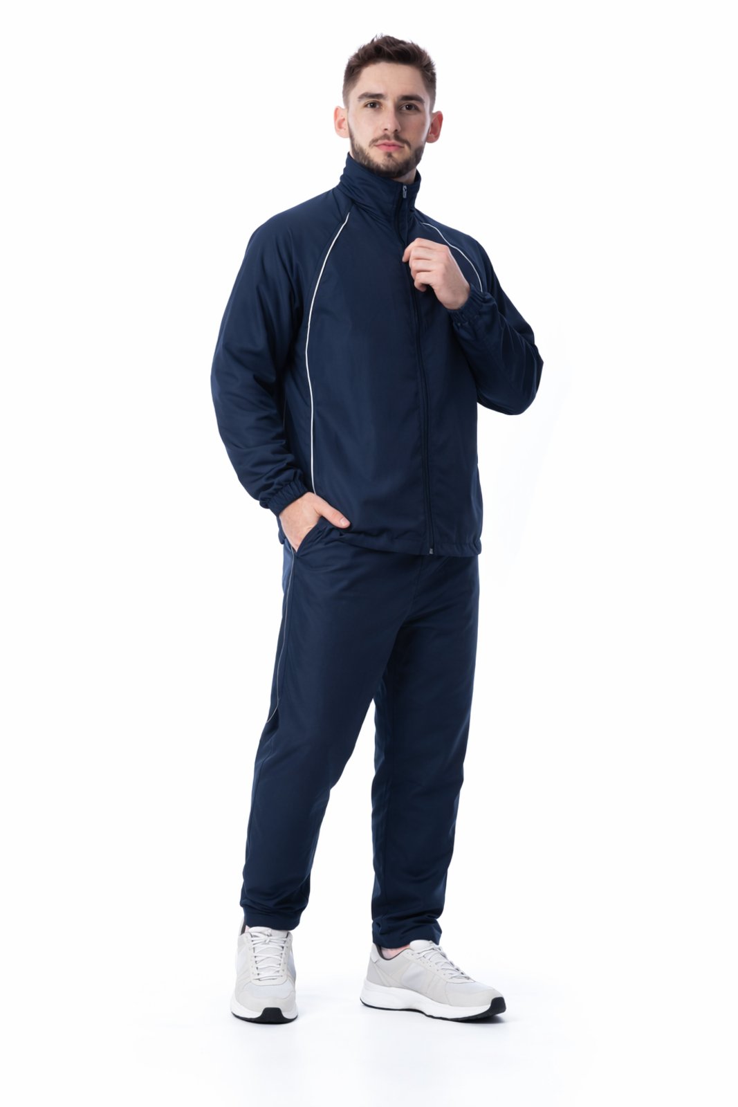 Agasalho Masculino Tactel Calça Jaqueta Forrado Esportivo Azul Escuro
