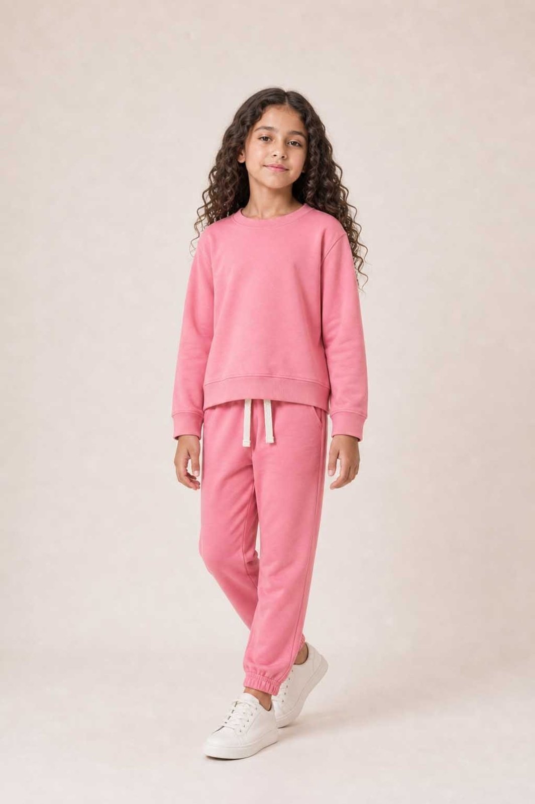 Infantil – Conjunto Bugbee Menina em Moletom Rosa Pliê