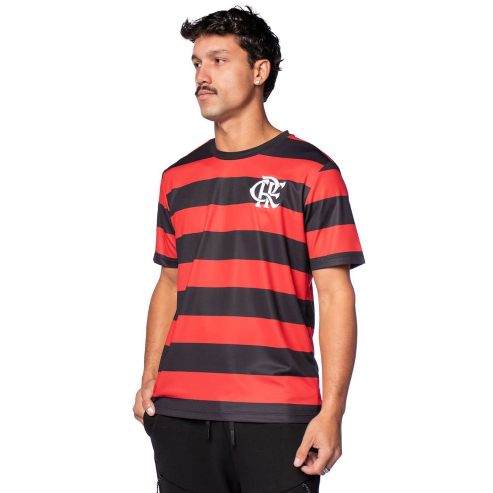 Camiseta Masculina Betel Flamengo Rubro Negro Preto/Vermelho