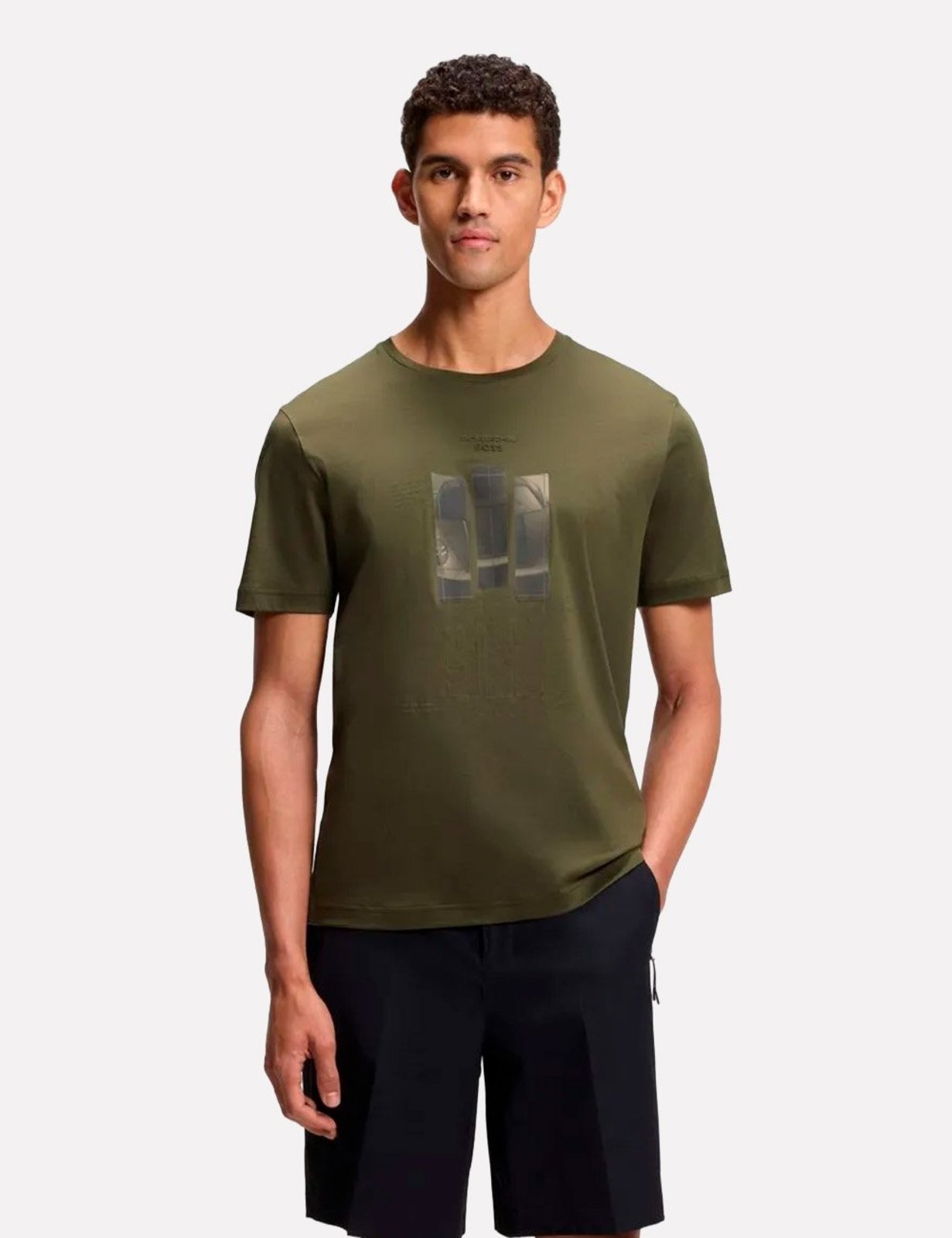 Camiseta Hugo Boss x Porsche Masculina Regular Fit Mercerised TS Spirit 70 Grx Verde Musgo