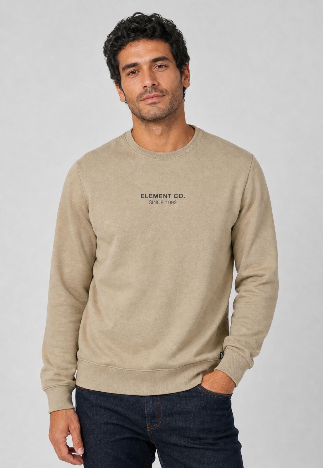 Blusa de Moletom Masculina Element Logo Bege